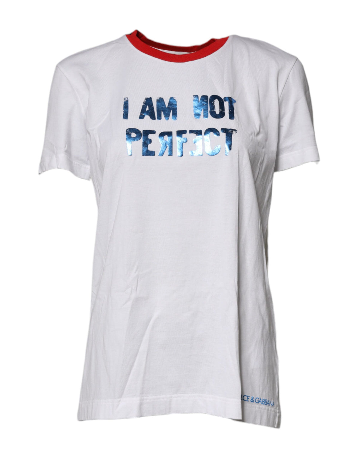 New Dolce & Gabbana White Graphic Print Cotton Crew Neck T-shirt