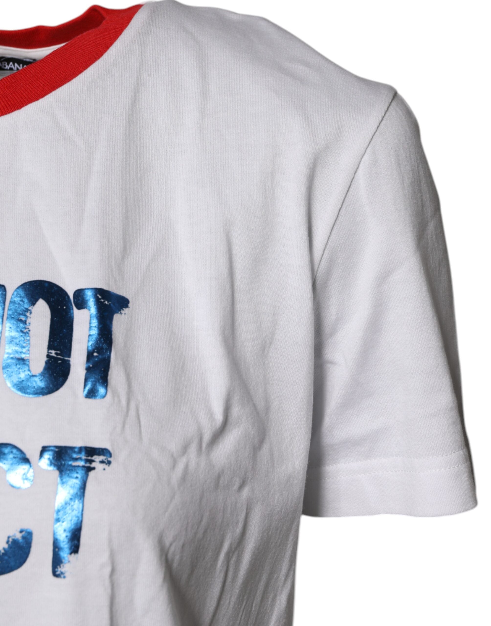 New Dolce & Gabbana White Graphic Print Cotton Crew Neck T-shirt