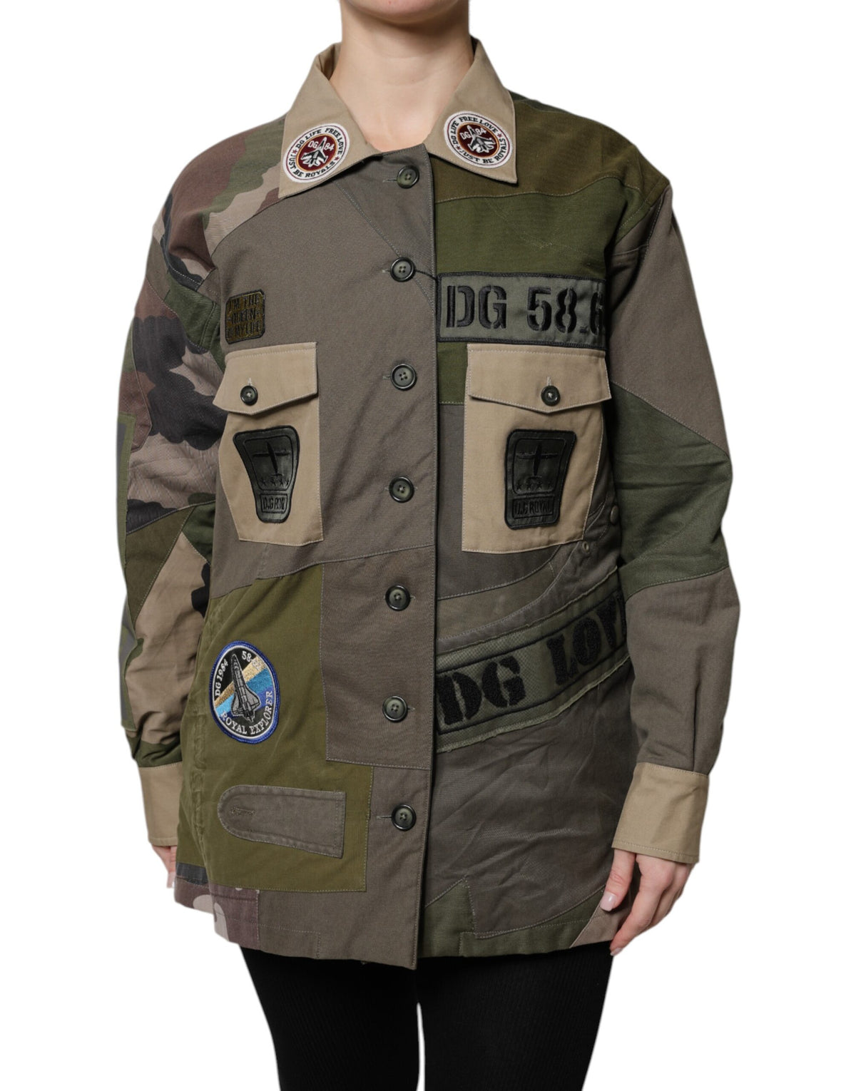 New Dolce & Gabbana Military Green Cotton Button Down Jacket