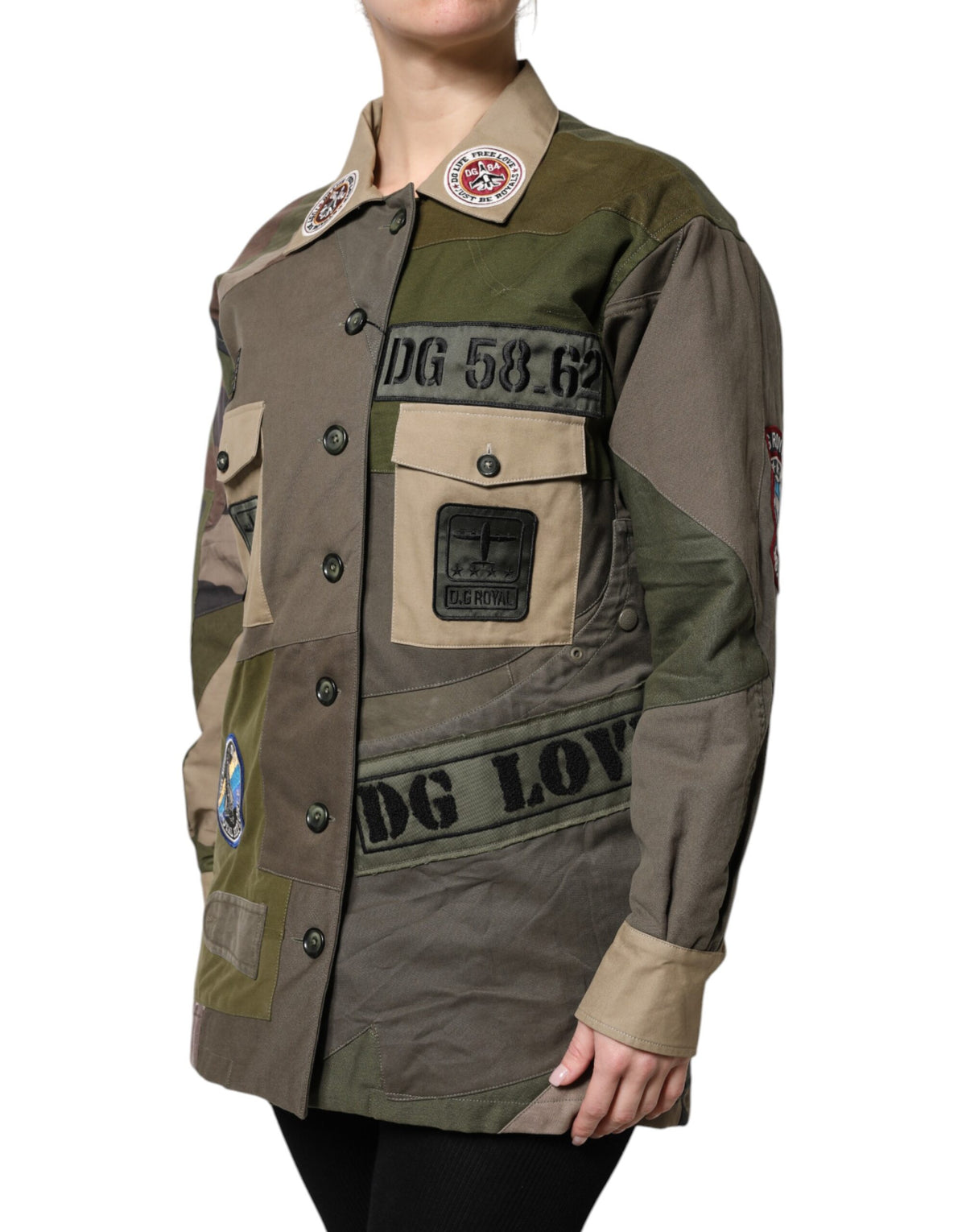 New Dolce & Gabbana Military Green Cotton Button Down Jacket