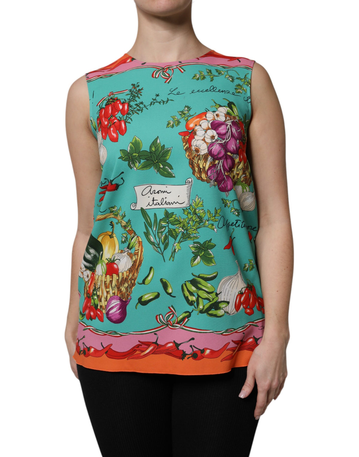 New Dolce & Gabbana Multicolor Floral Silk Sleeveless Tank Top