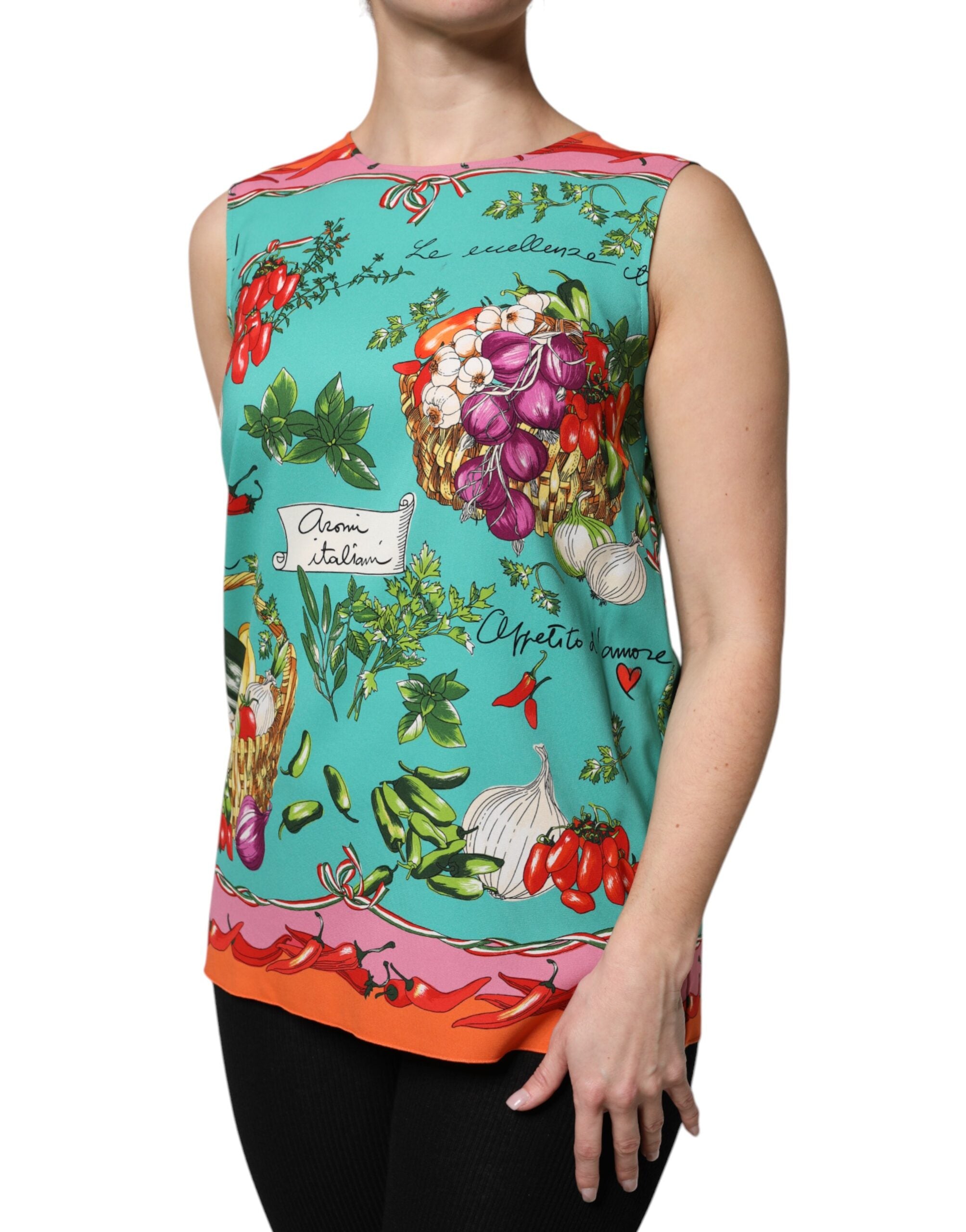 New Dolce & Gabbana Multicolor Floral Silk Sleeveless Tank Top