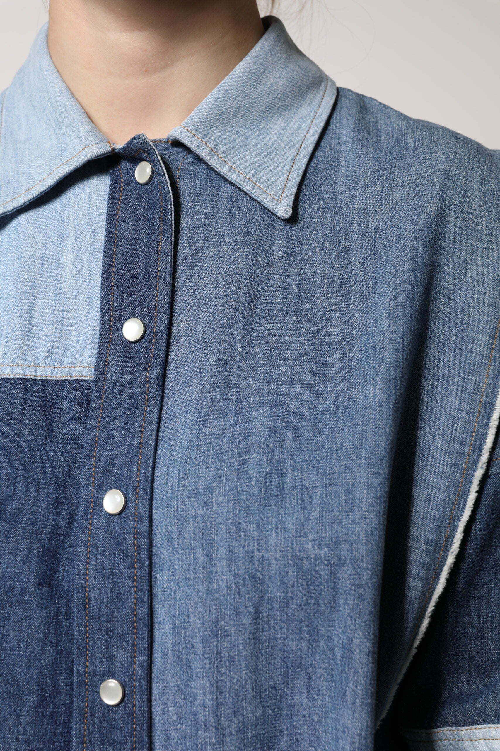 New Dolce & Gabbana Blue Cotton Button Up Collared Long Sleeve Top