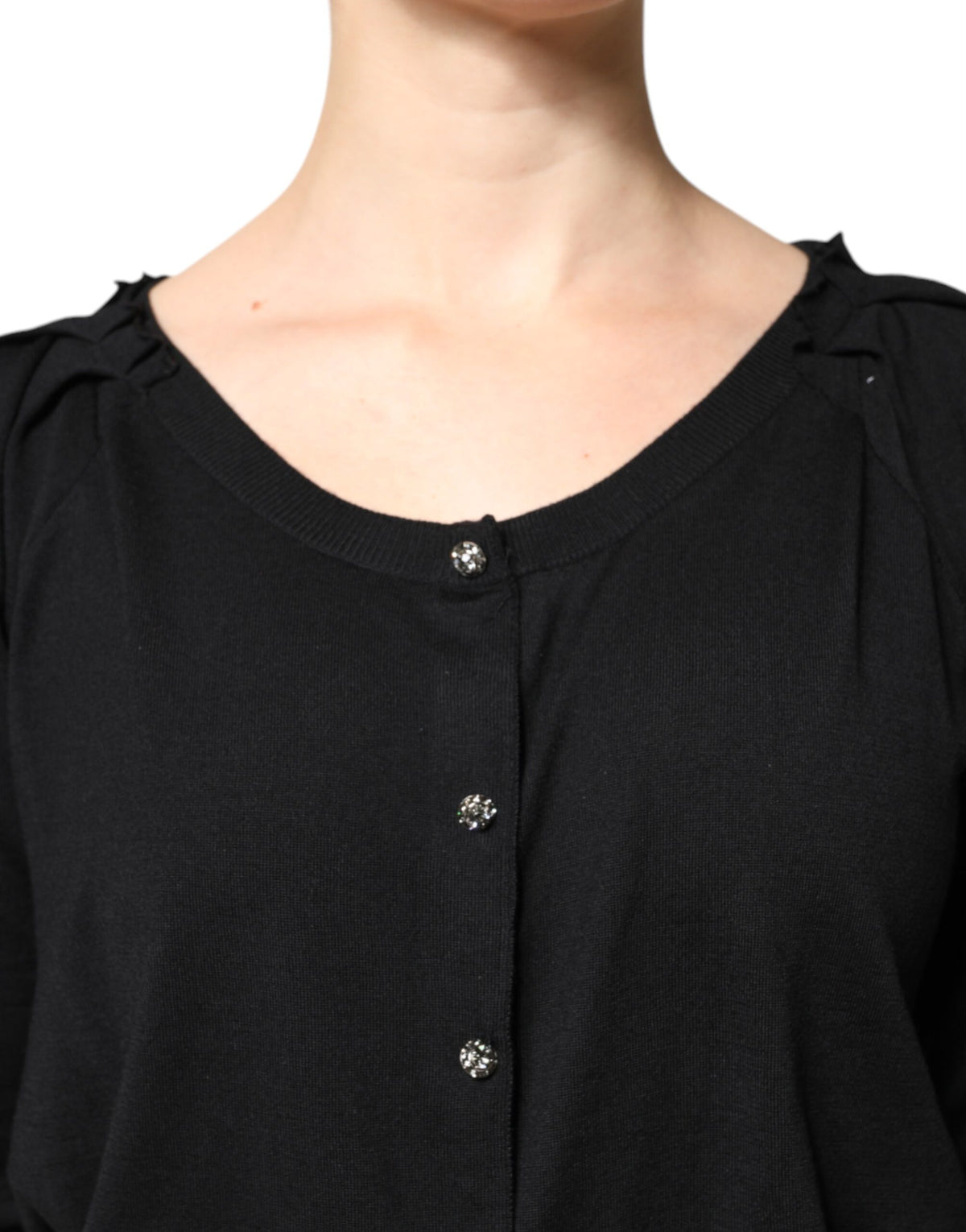 New Dolce & Gabbana Black Button Down Short Sleeve Blouse Top
