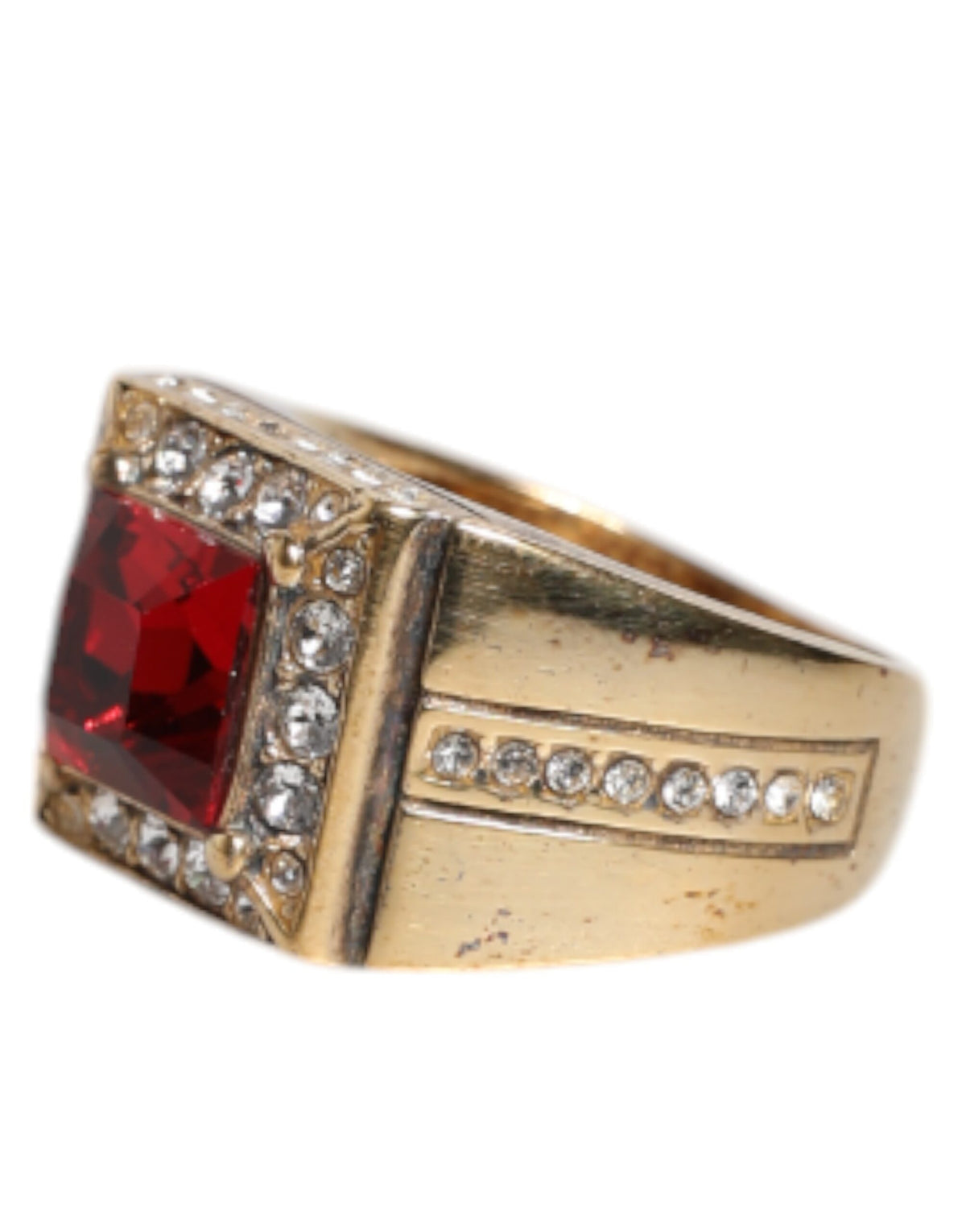 Dolce & Gabbana Gold Tone Sterling Silver 925 Crystals Ring