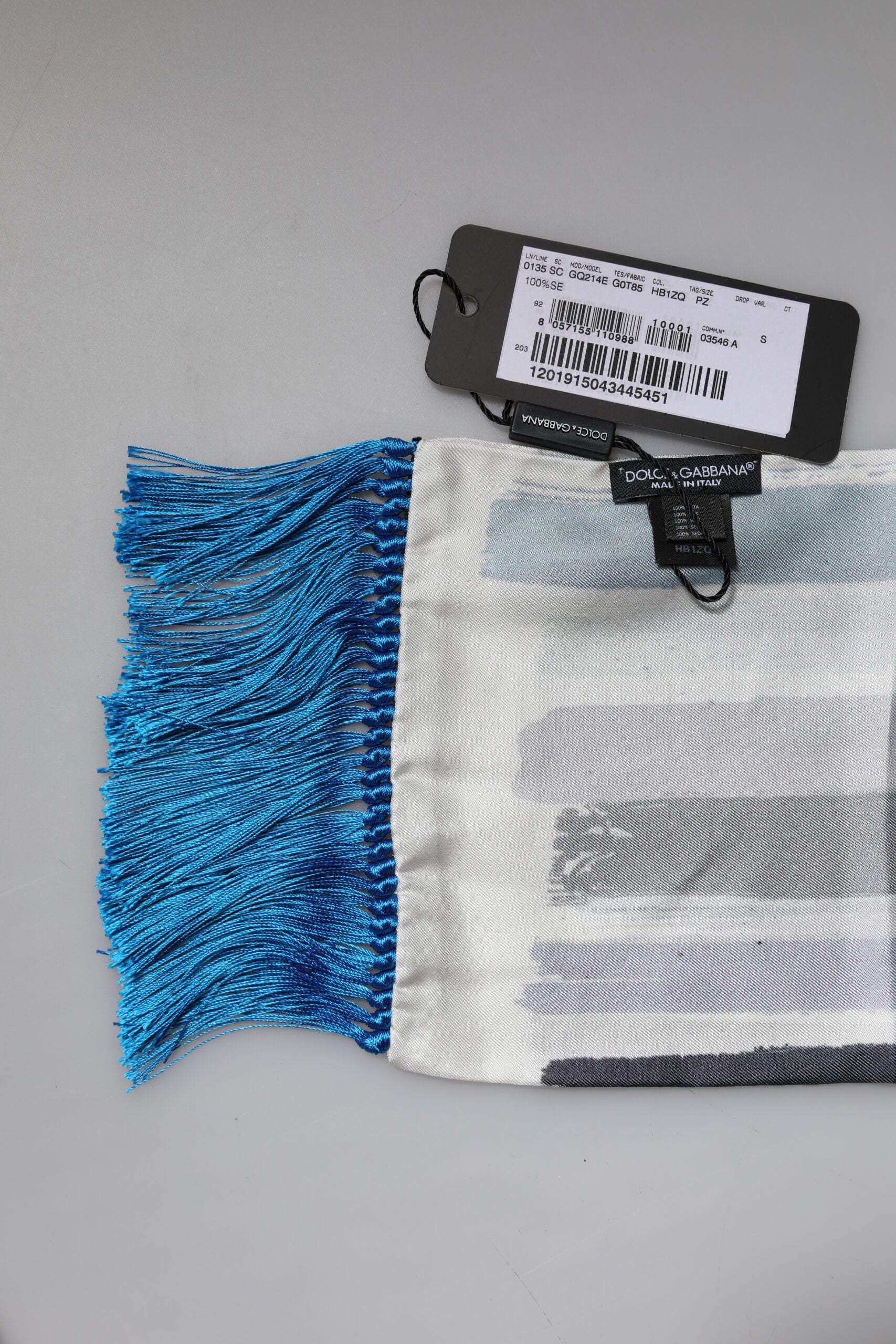 New Dolce & Gabbana Stripes Silk Fringes Neck Foulard Scarf