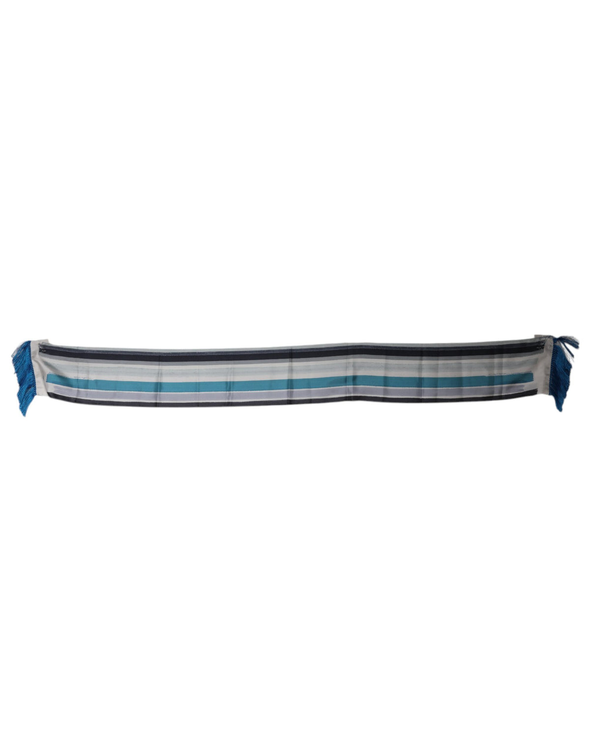 New Dolce & Gabbana Stripes Silk Fringes Neck Foulard Scarf