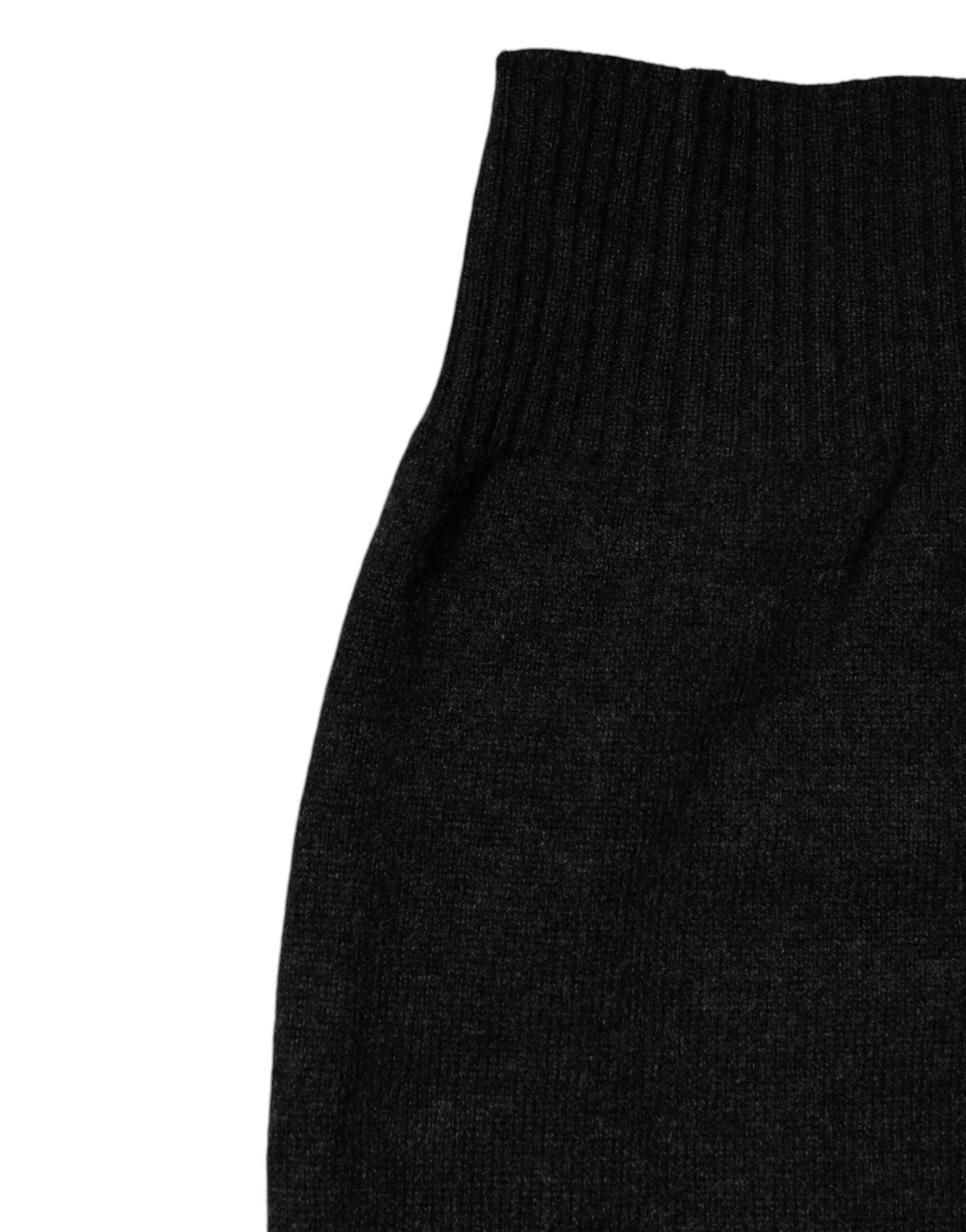 New Dolce & Gabbana Black Cashmere Knitted Neck Warmer Foulard Scarf