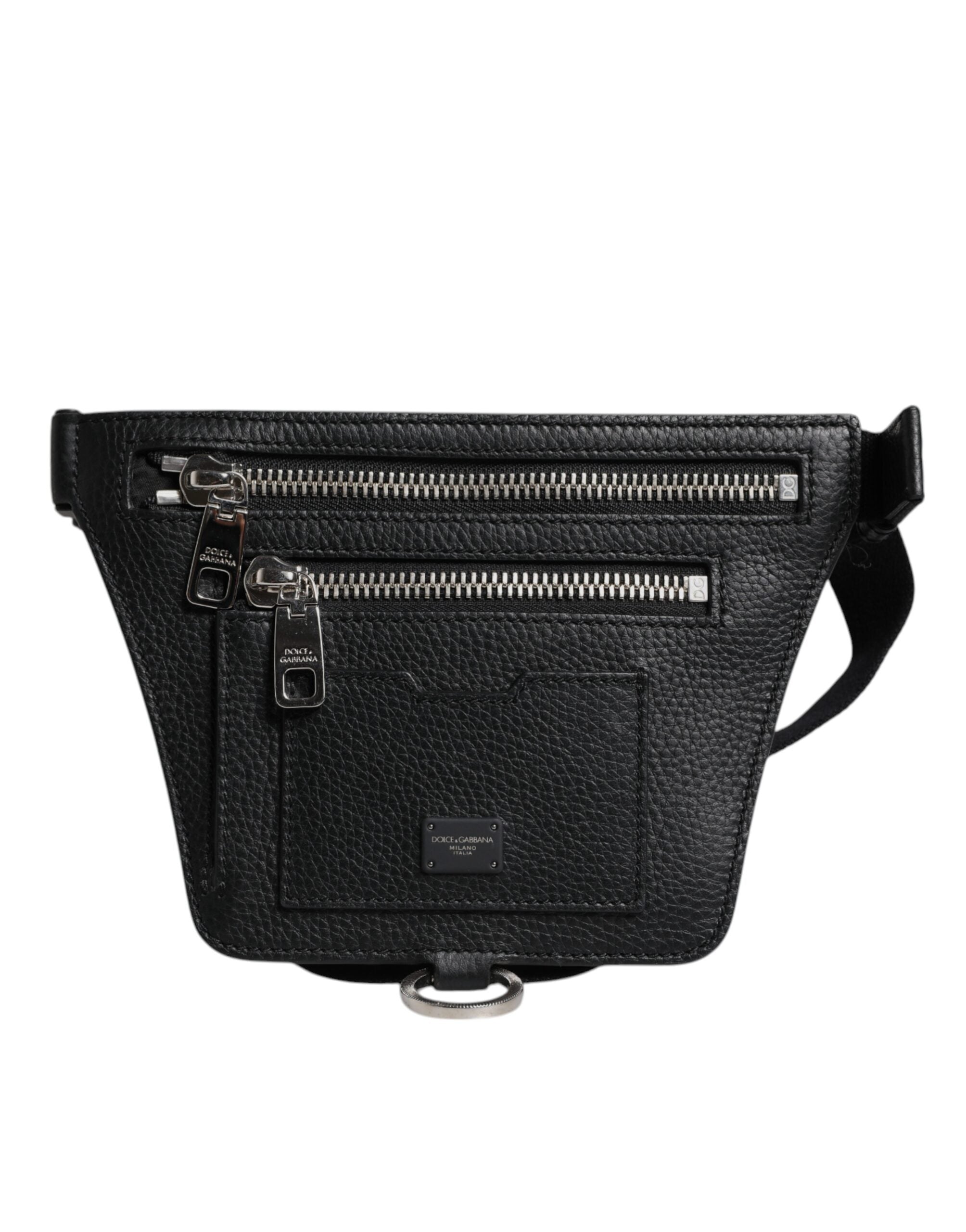 Dolce & Gabbana Black Leather Logo Fanny Pack