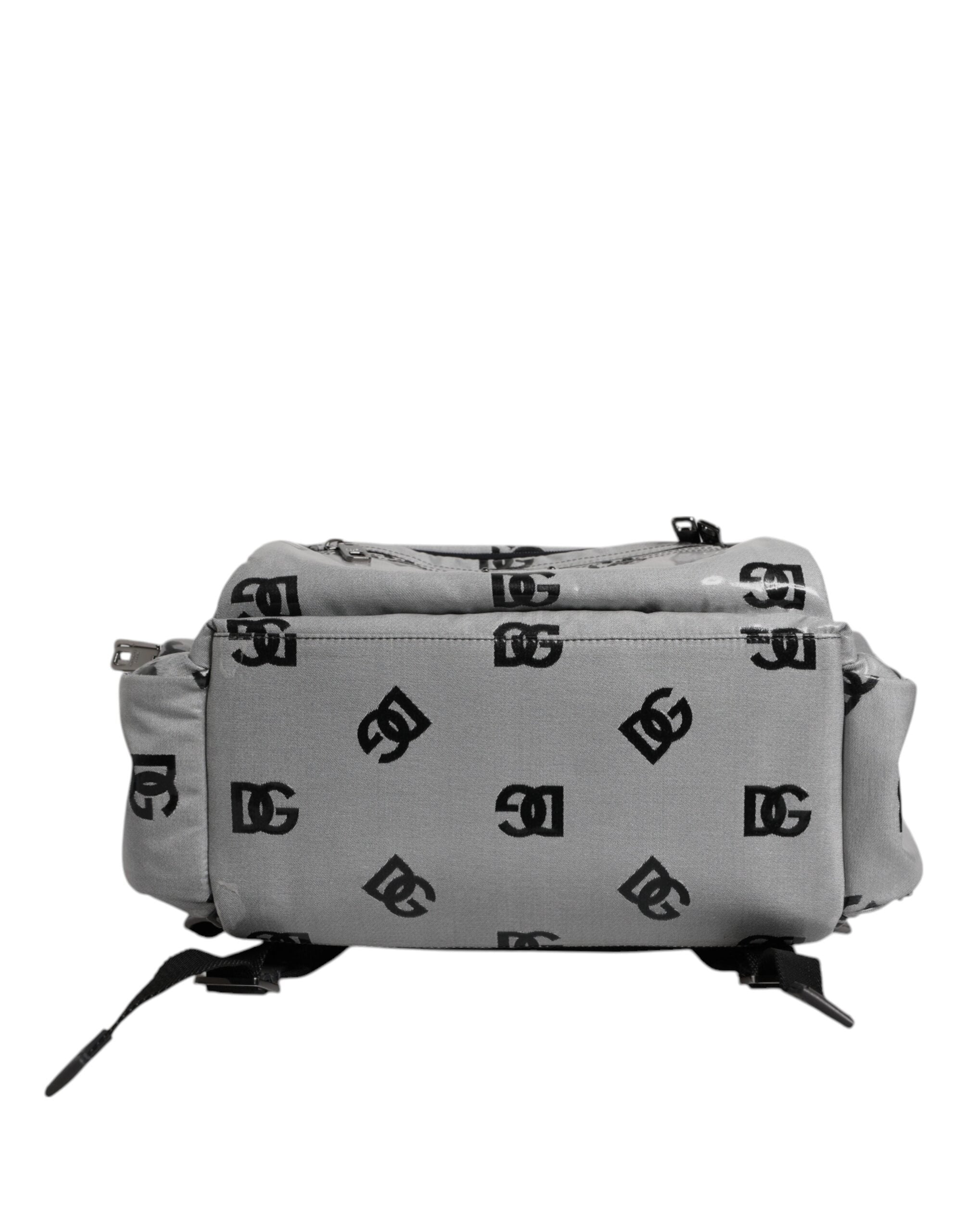New Dolce & Gabbana Gray Black DG Logo Plaque Backpack Bag