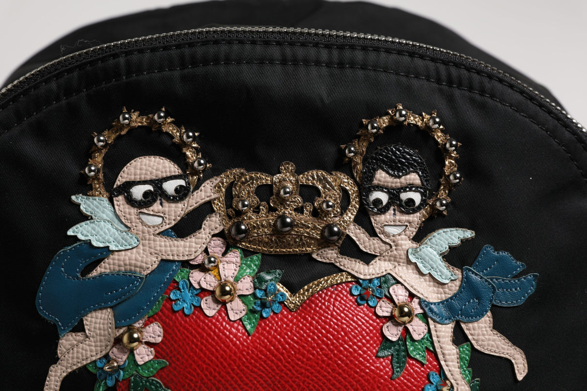New Dolce & Gabbana Black Nylon #DGFAMILY Embellished Backpack VULCANO Bag