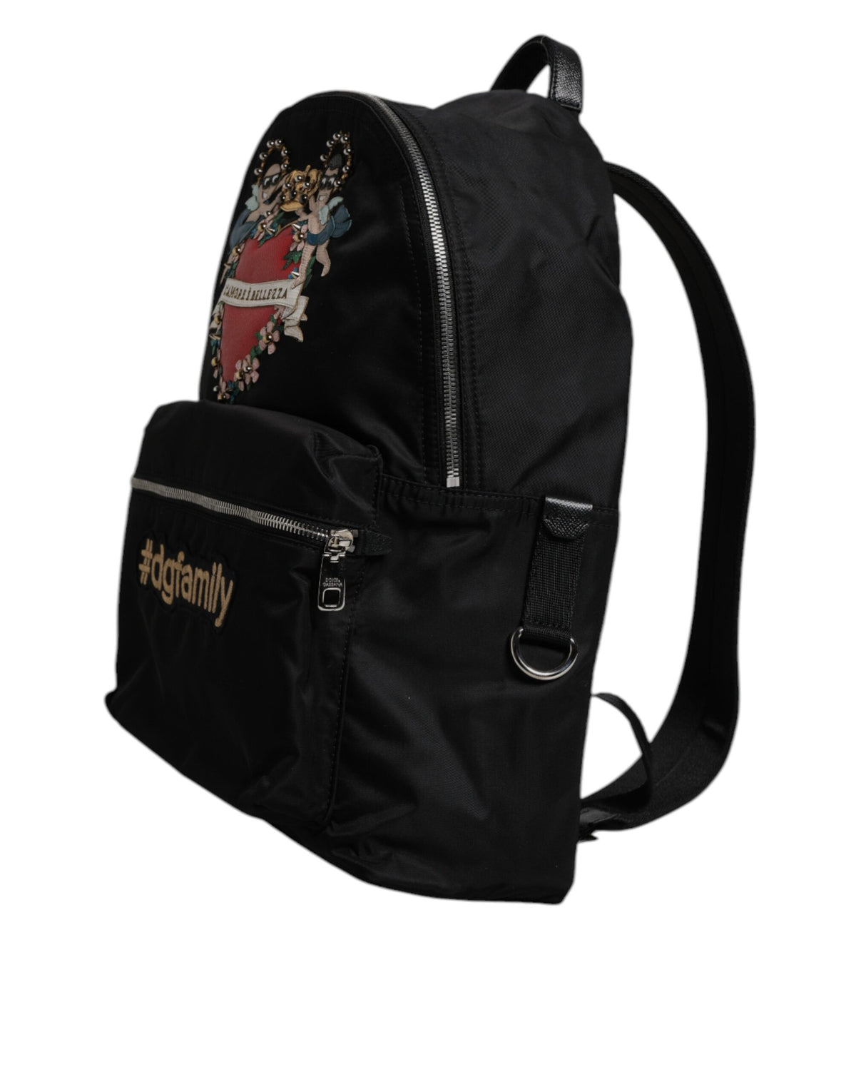 New Dolce & Gabbana Black Nylon #DGFAMILY Embellished Backpack VULCANO Bag