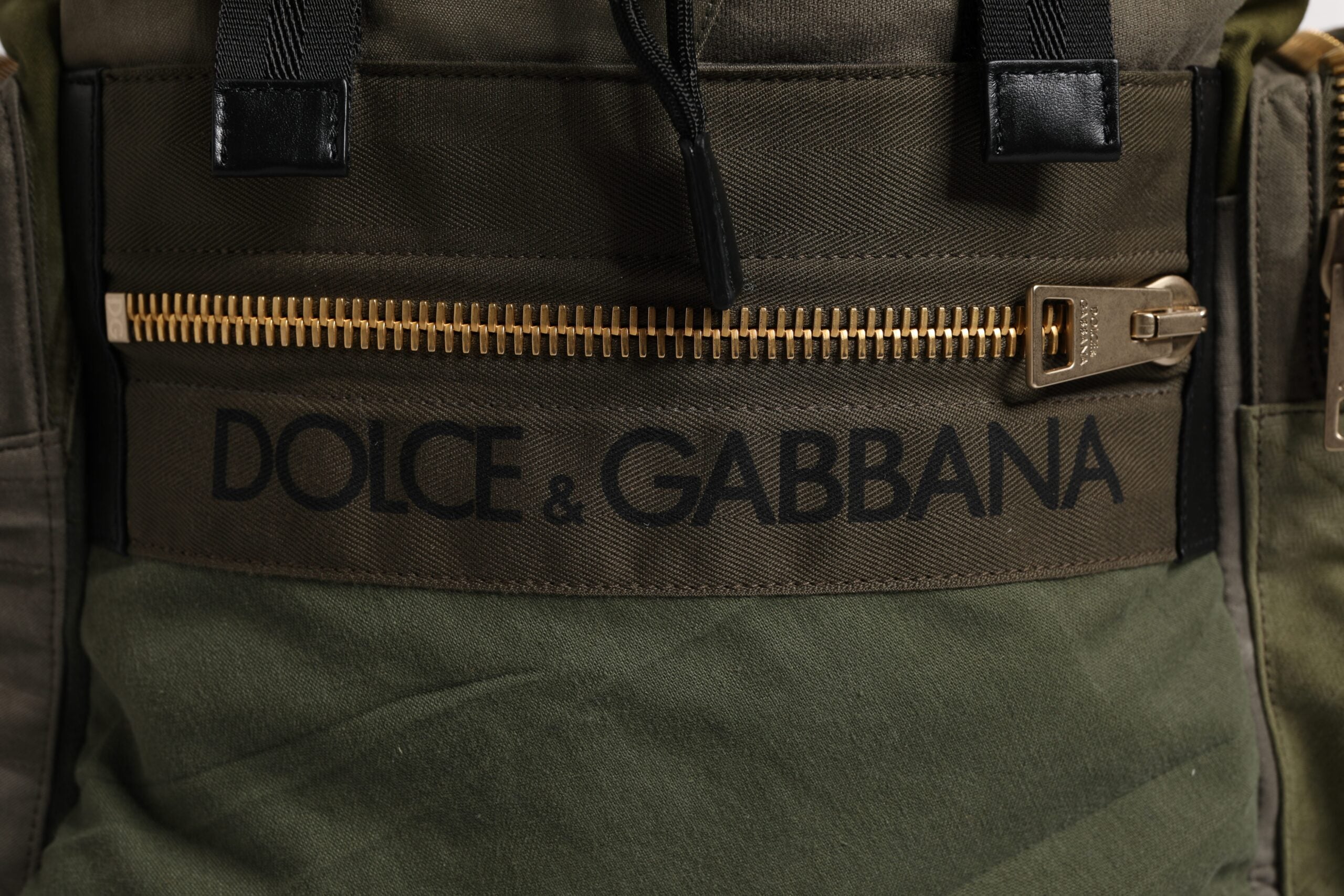 New Dolce & Gabbana Military Green Patchwork School Backpack Bag