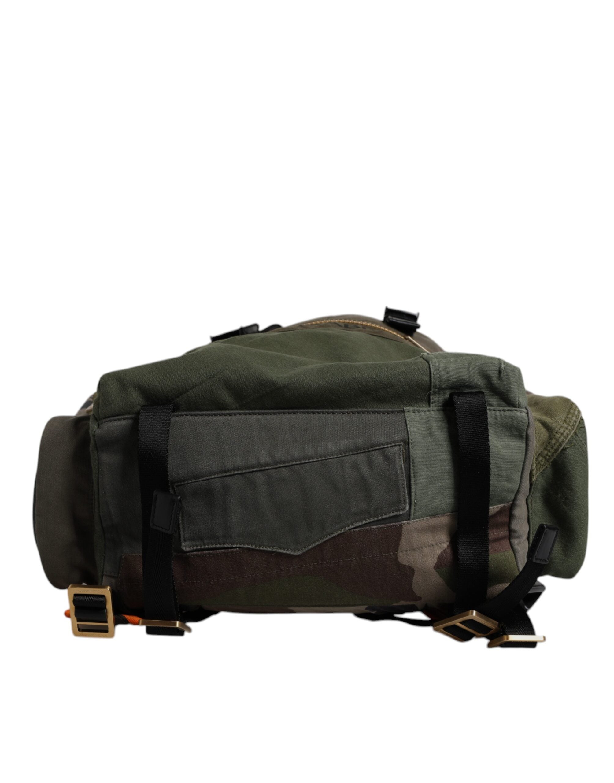 New Dolce & Gabbana Military Green Patchwork Travel Backpack Bag