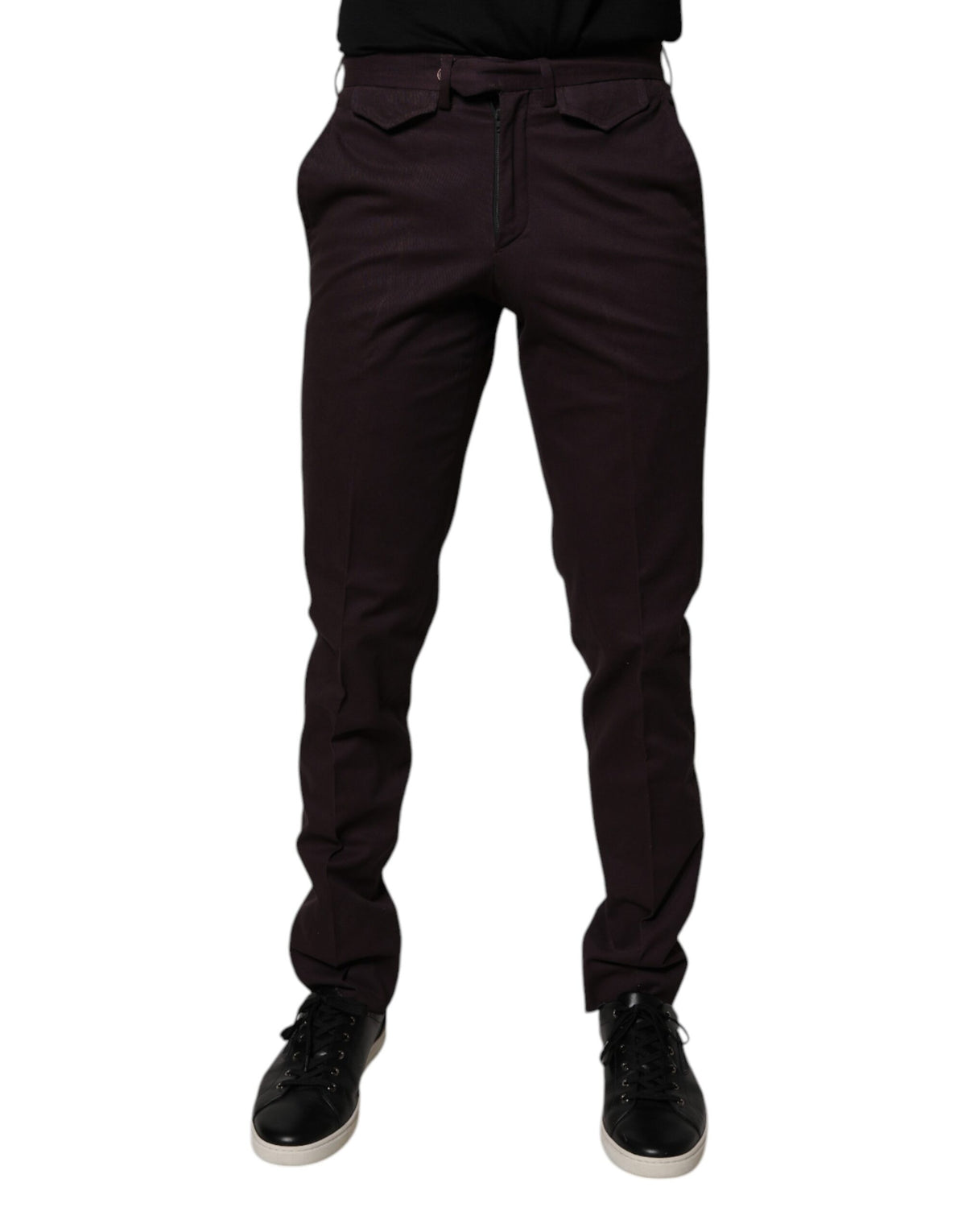 New BENCIVENGA Brown Pure Cotton Slim Fit Men Dress Pants