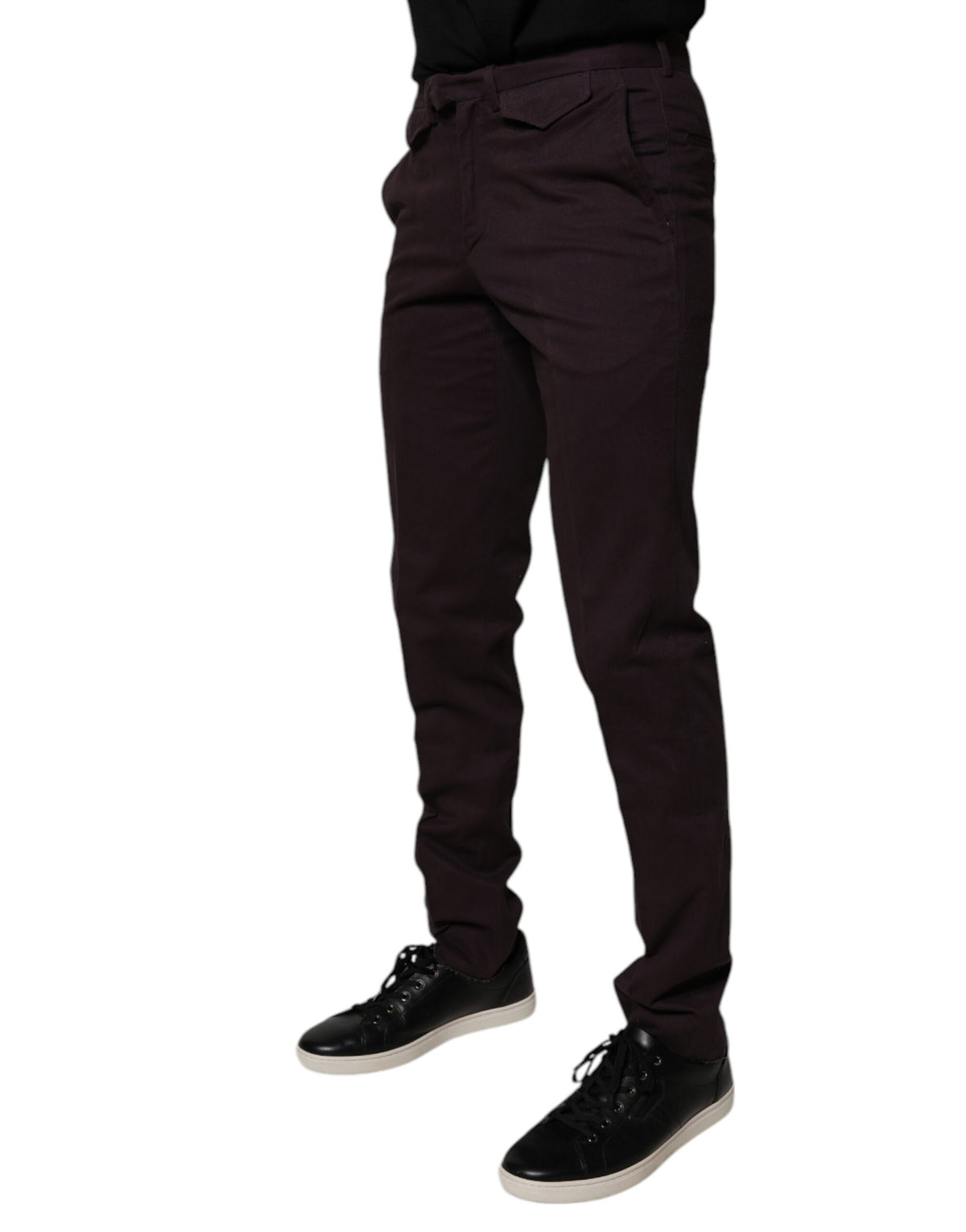 New BENCIVENGA Brown Pure Cotton Slim Fit Men Dress Pants