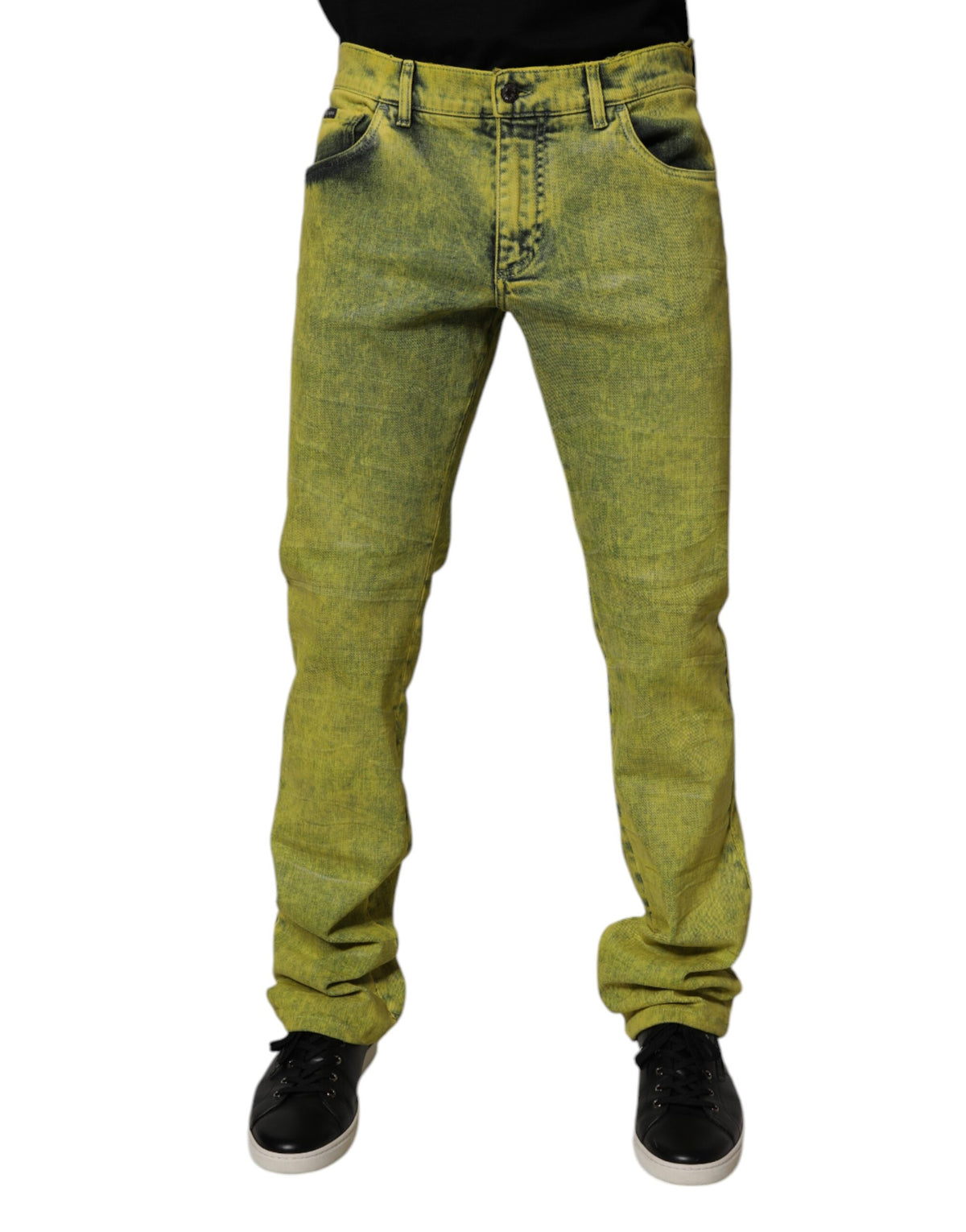New Dolce & Gabbana Yellow Cotton Stretch Skinny Men Denim Jeans
