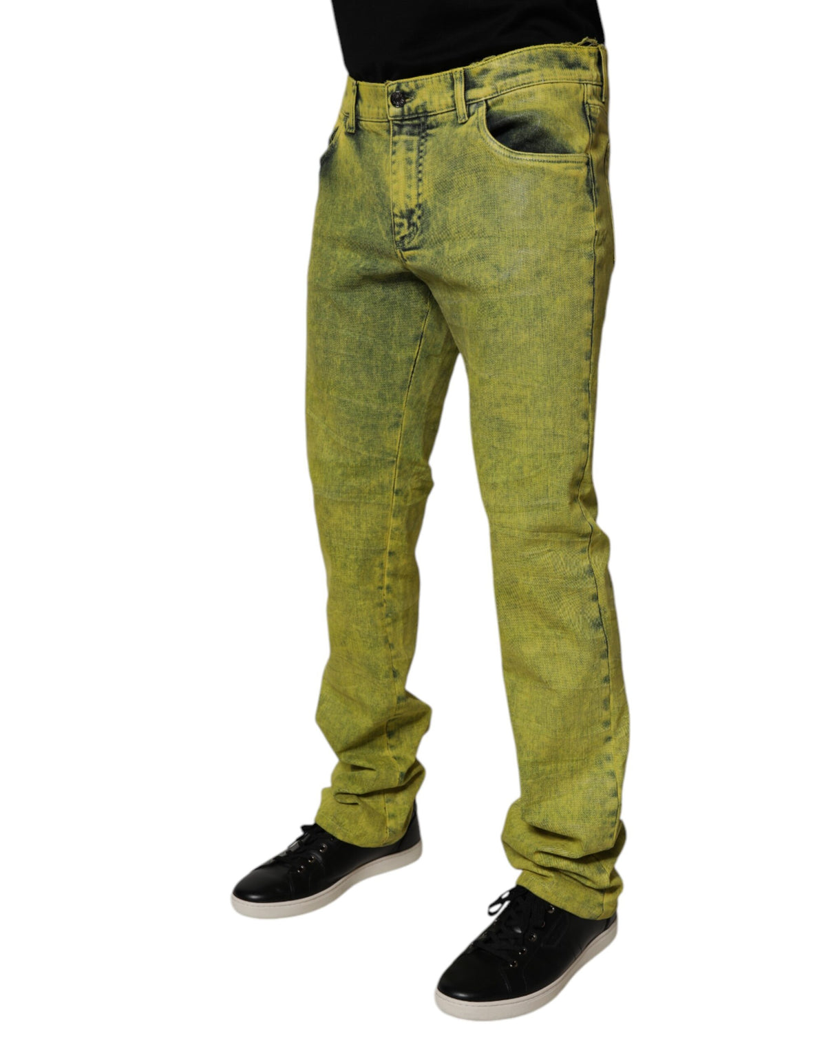 New Dolce & Gabbana Yellow Cotton Stretch Skinny Men Denim Jeans