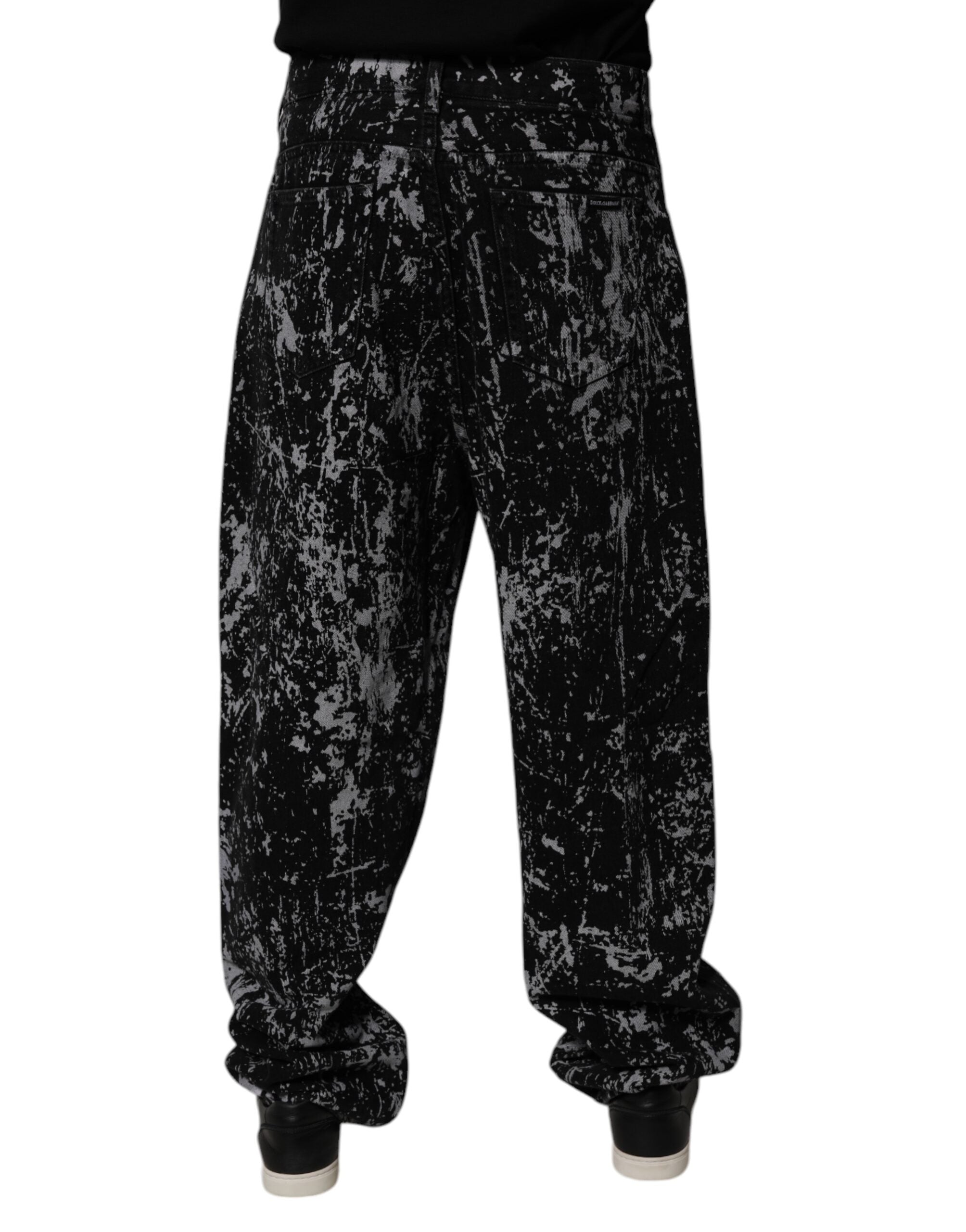 Dolce & Gabbana Dark Gray Tie Dye Cotton Straight Men Denim Jeans
