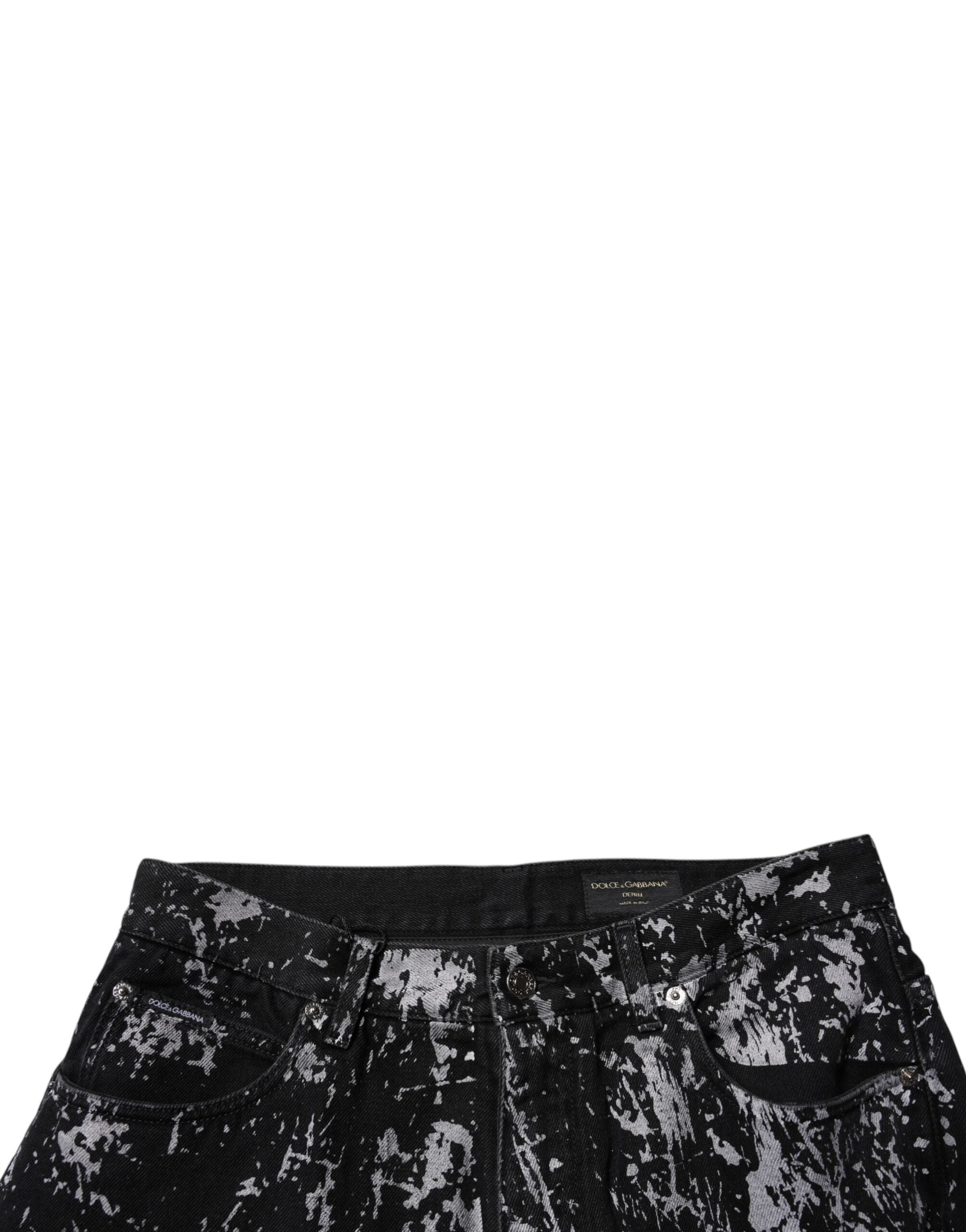 Dolce & Gabbana Dark Gray Tie Dye Cotton Straight Men Denim Jeans