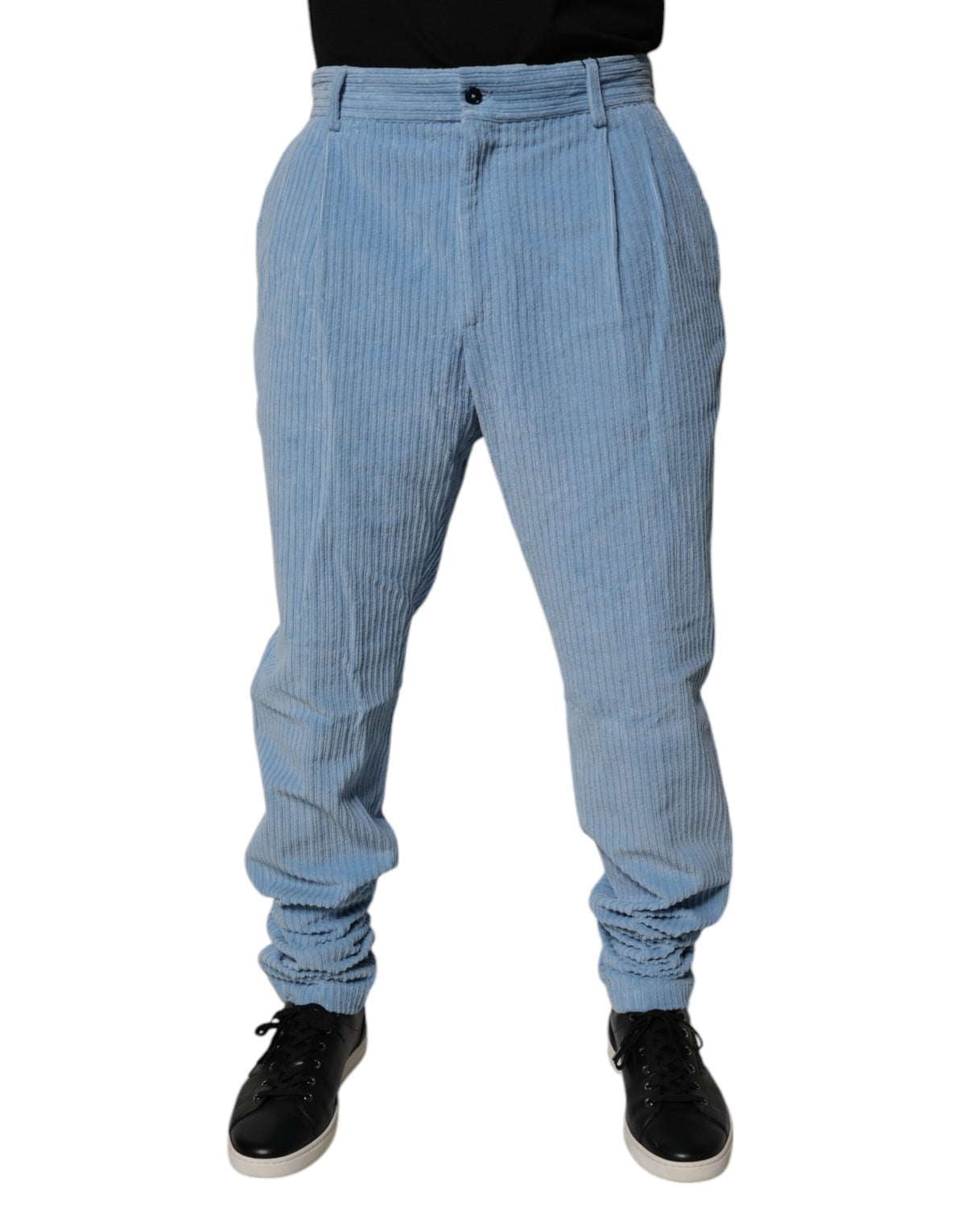New Dolce & Gabbana Light Blue Corduroy Cotton Skinny Denim Jeans