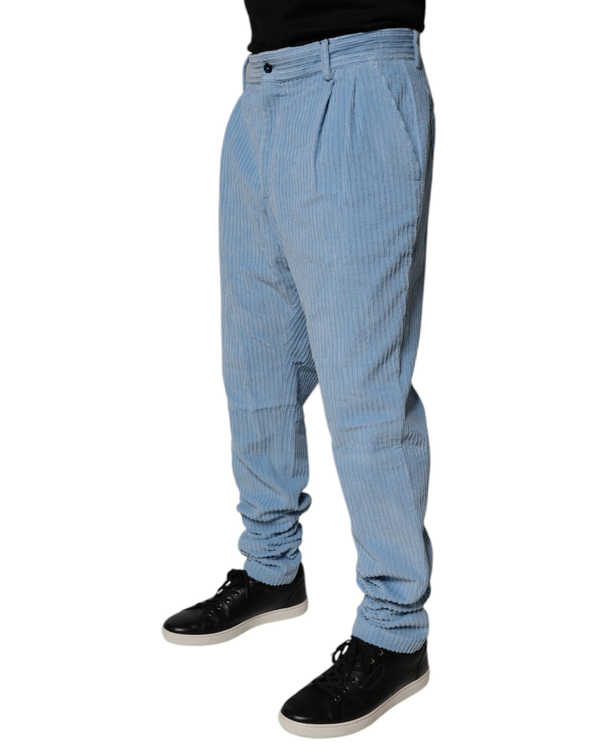 New Dolce & Gabbana Light Blue Corduroy Cotton Skinny Denim Jeans