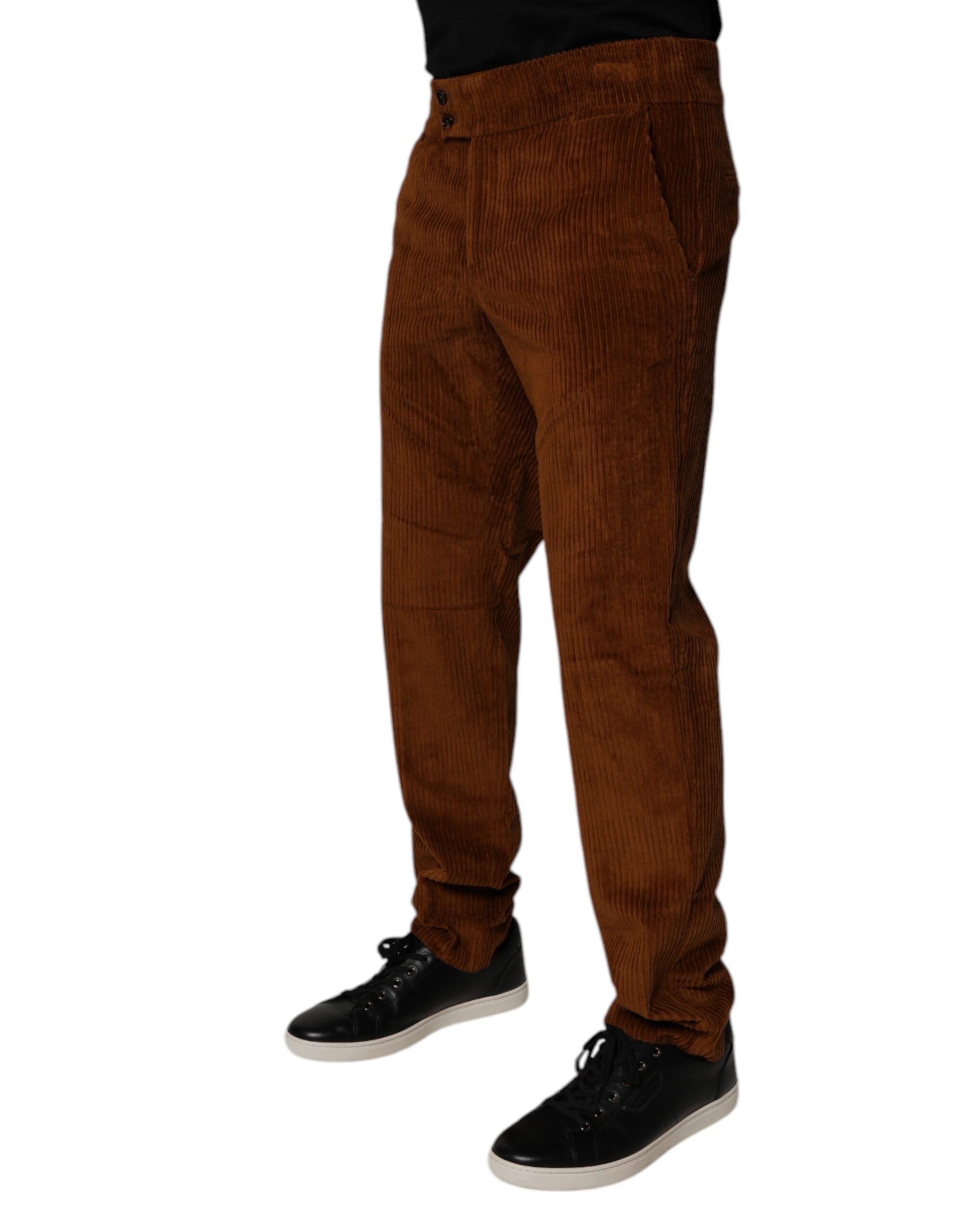 New Dolce & Gabbana Dark Brown Corduroy Cotton Skinny Denim Jeans