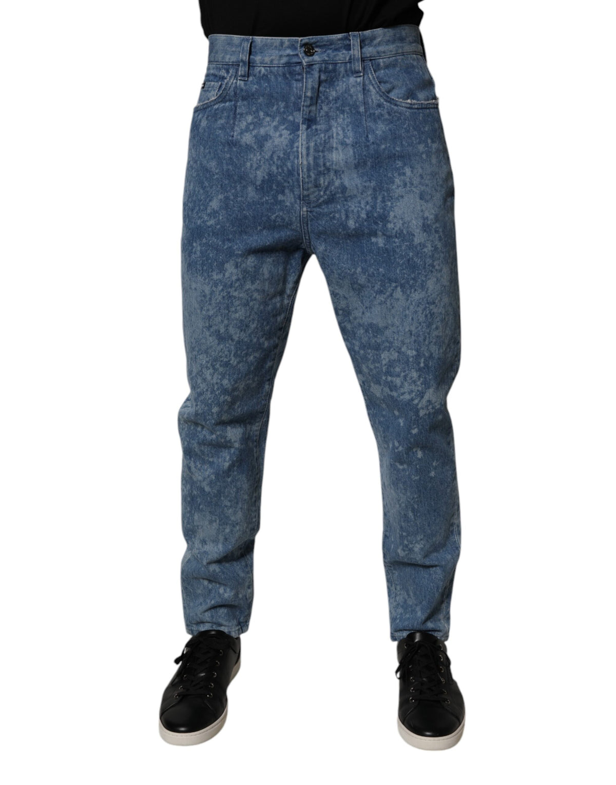 New Dolce & Gabbana Blue Tie Dye Cotton Skinny Men Denim Jeans