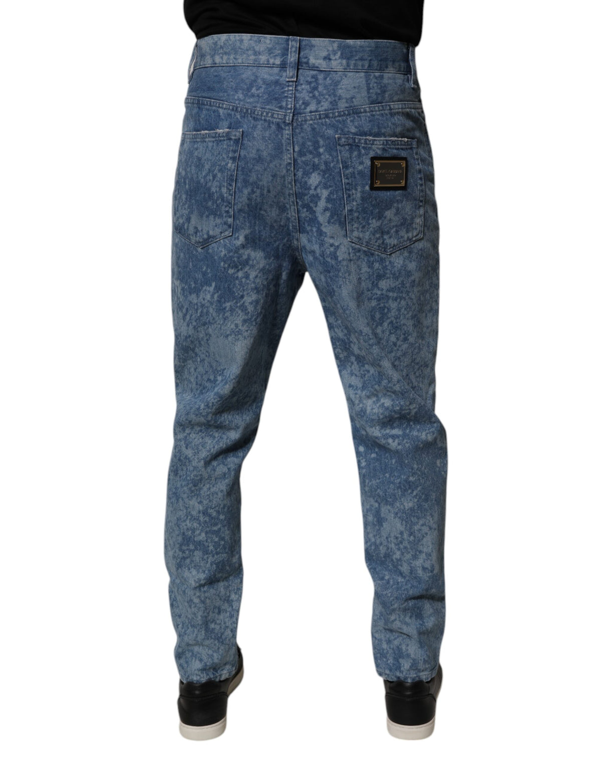 New Dolce & Gabbana Blue Tie Dye Cotton Skinny Men Denim Jeans