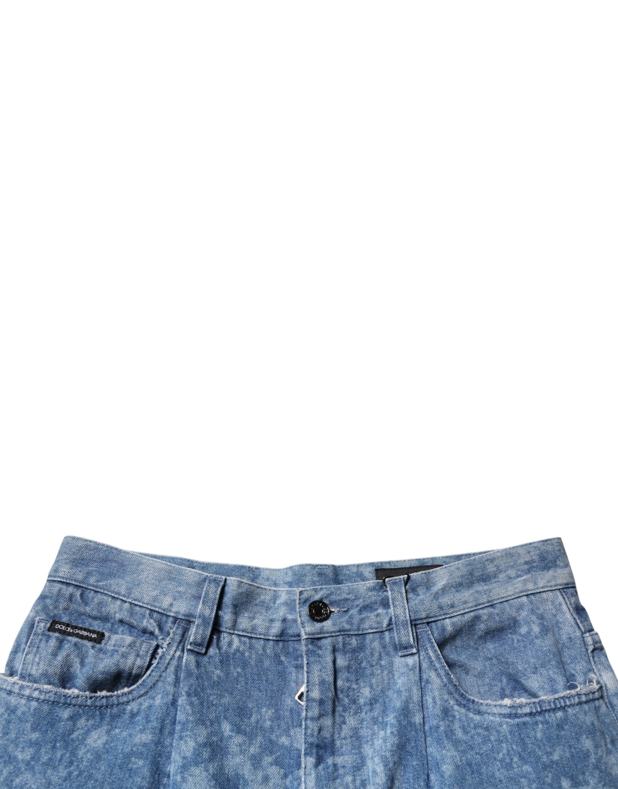 New Dolce & Gabbana Blue Tie Dye Cotton Skinny Men Denim Jeans