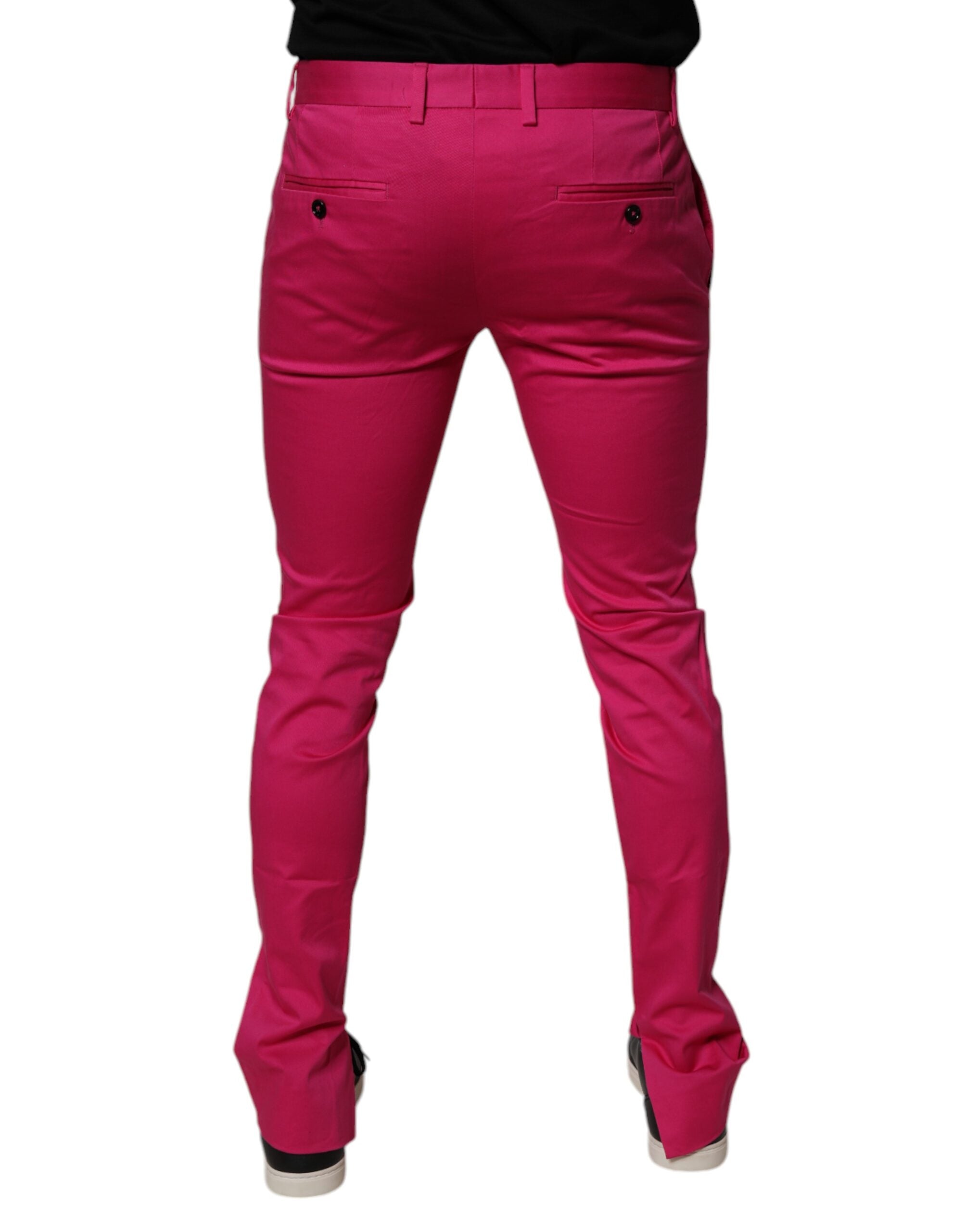 New Dolce & Gabbana Pink Black Stripe Slim Fit Men Dress Pants