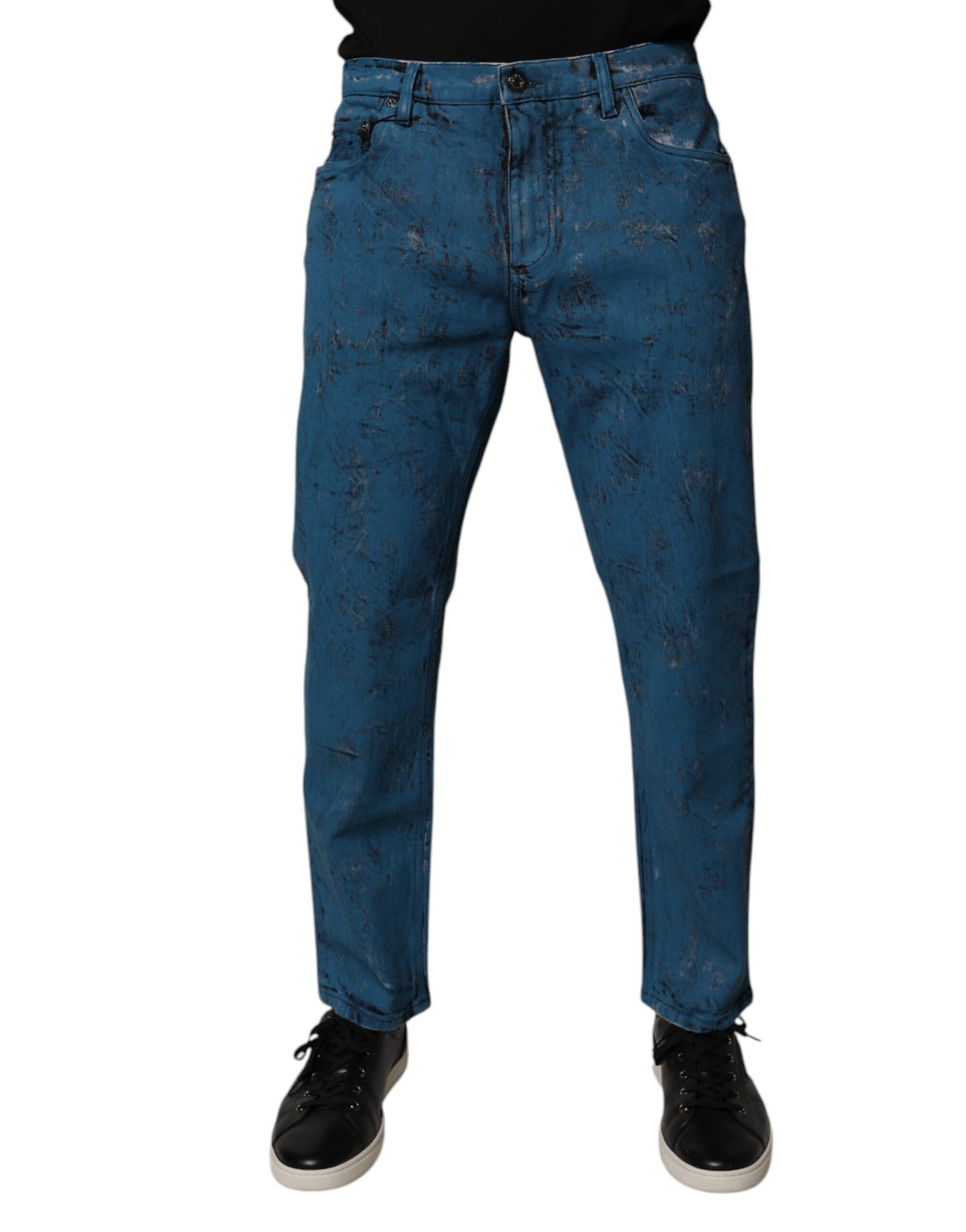 New Dolce & Gabbana Blue Tie Dye Cotton Skinny Men Denim Jeans