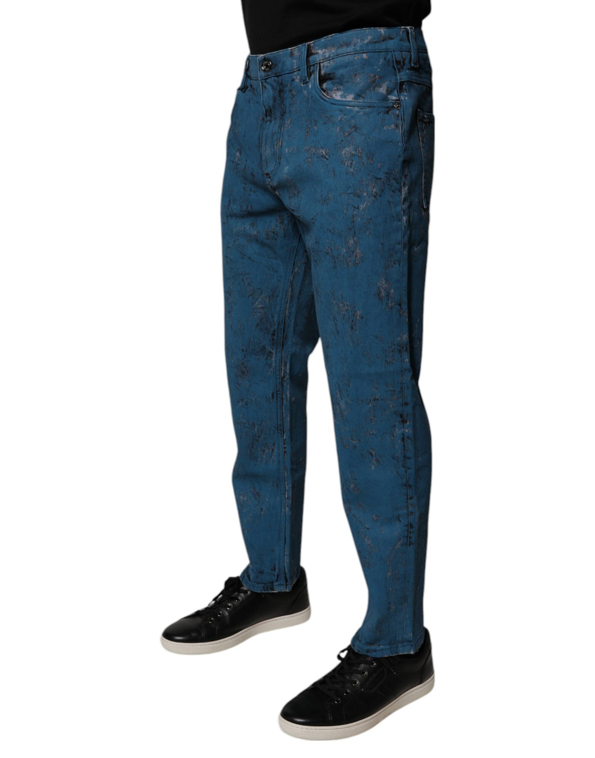 New Dolce & Gabbana Blue Tie Dye Cotton Skinny Men Denim Jeans