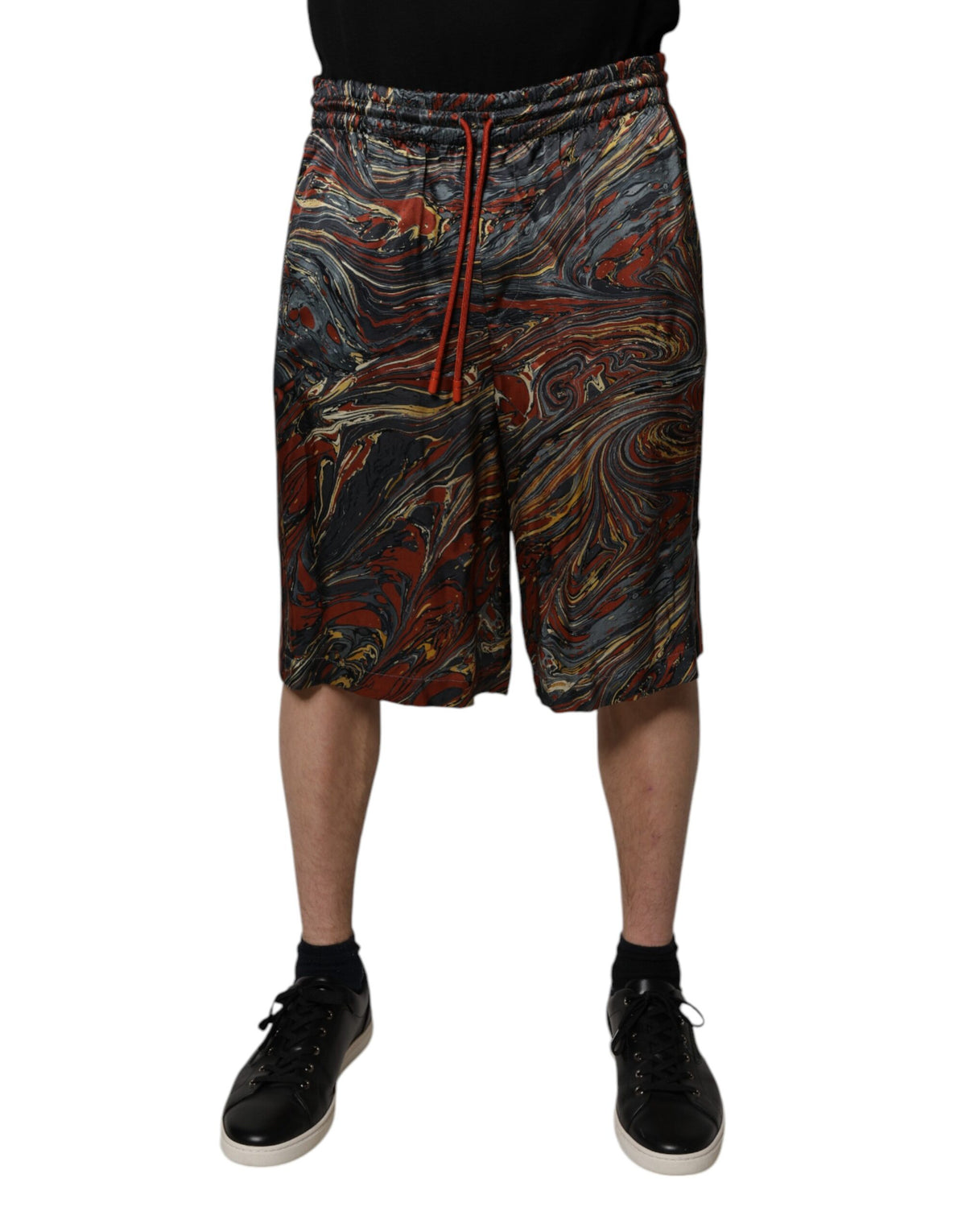New Dolce & Gabbana Multicolor Marble Print Trouser Bermuda Shorts