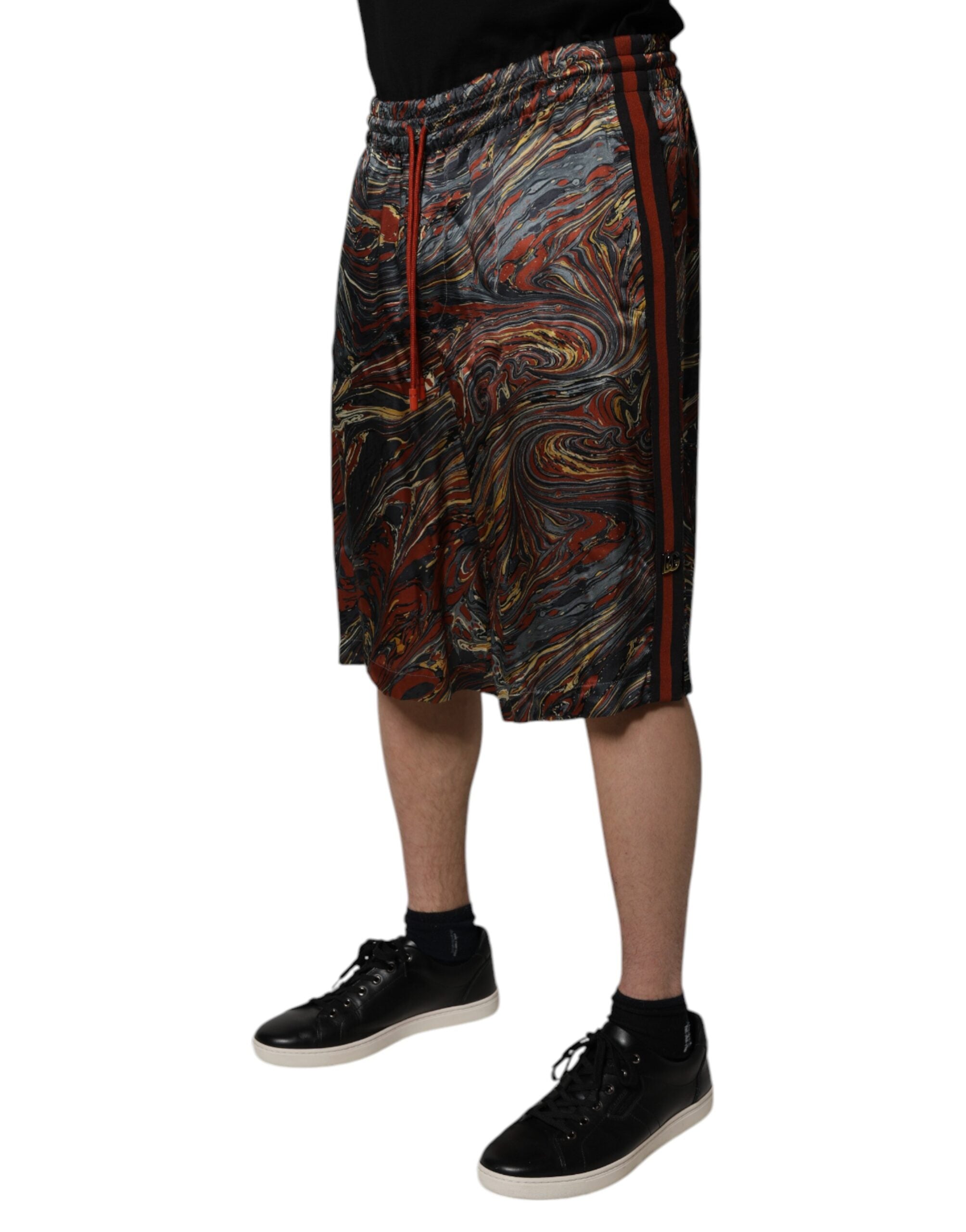New Dolce & Gabbana Multicolor Marble Print Trouser Bermuda Shorts