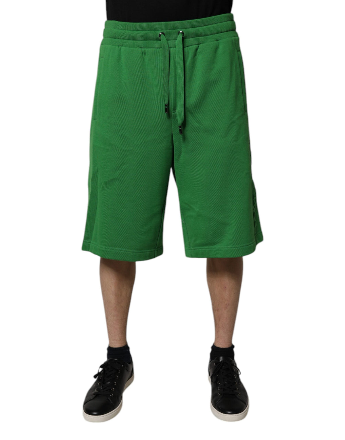 New Dolce & Gabbana Green Cotton Men Sweatshorts Bermuda Shorts