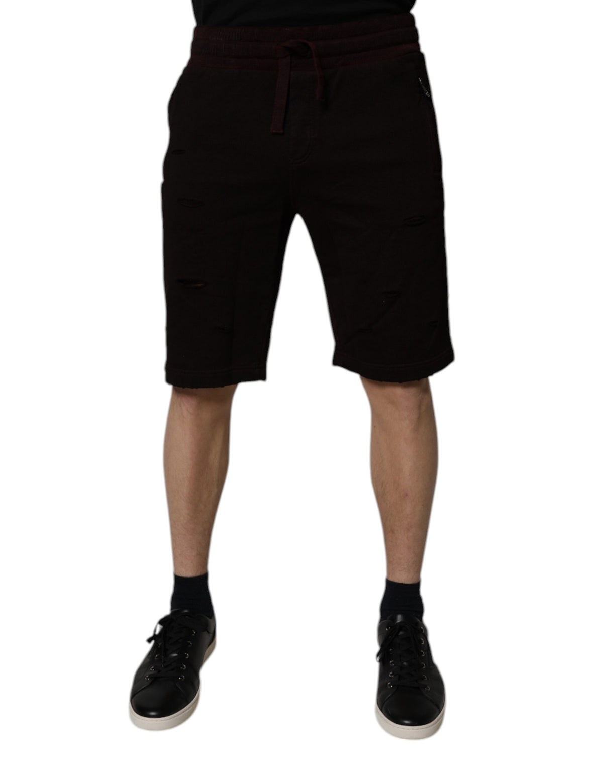 New Dolce & Gabbana Maroon Cotton Sweatshorts Men Bermuda Shorts