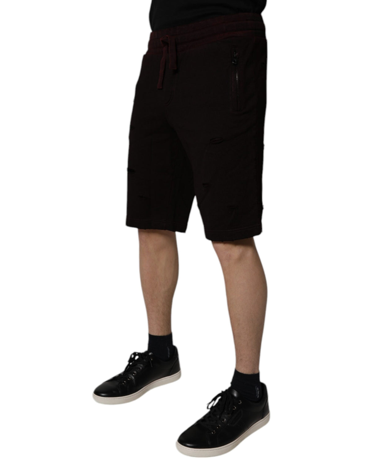 New Dolce & Gabbana Maroon Cotton Sweatshorts Men Bermuda Shorts