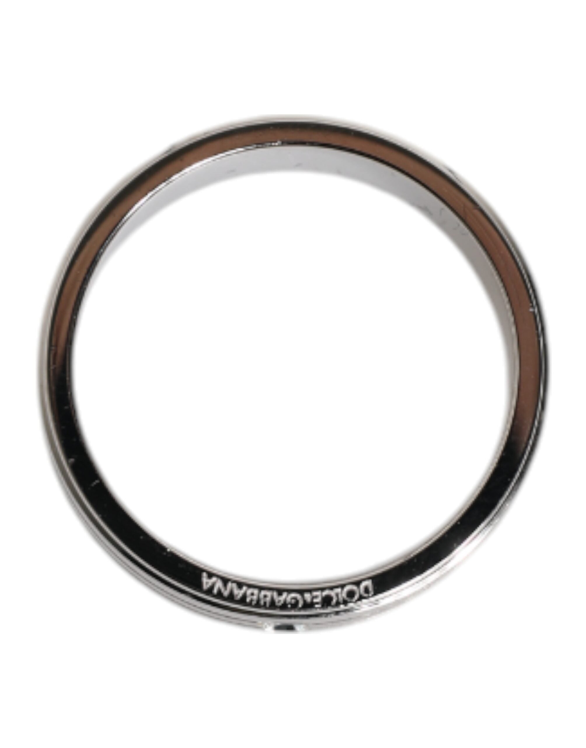 New Dolce & Gabbana Silver Tone Clear Crystal DG Logo Ring