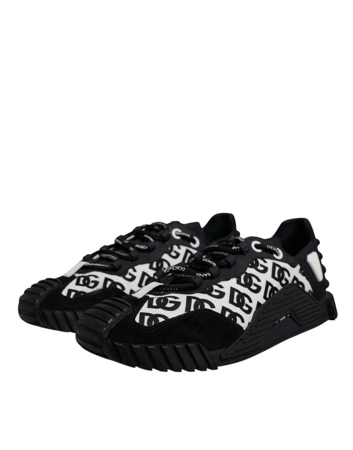 Pre-Owned Dolce & Gabbana Black Logo Lace Up Low Top NS1 Sneakers Shoes Men's - New with Defect