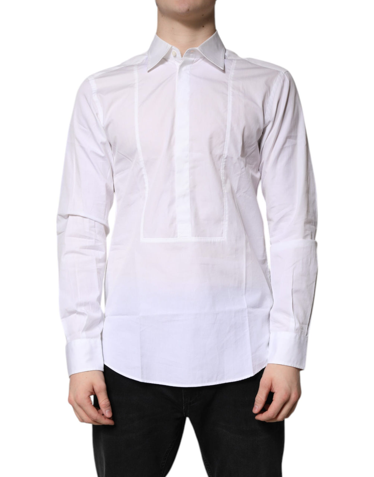 Dolce & Gabbana White Cotton Collared Dress Formal Shirt