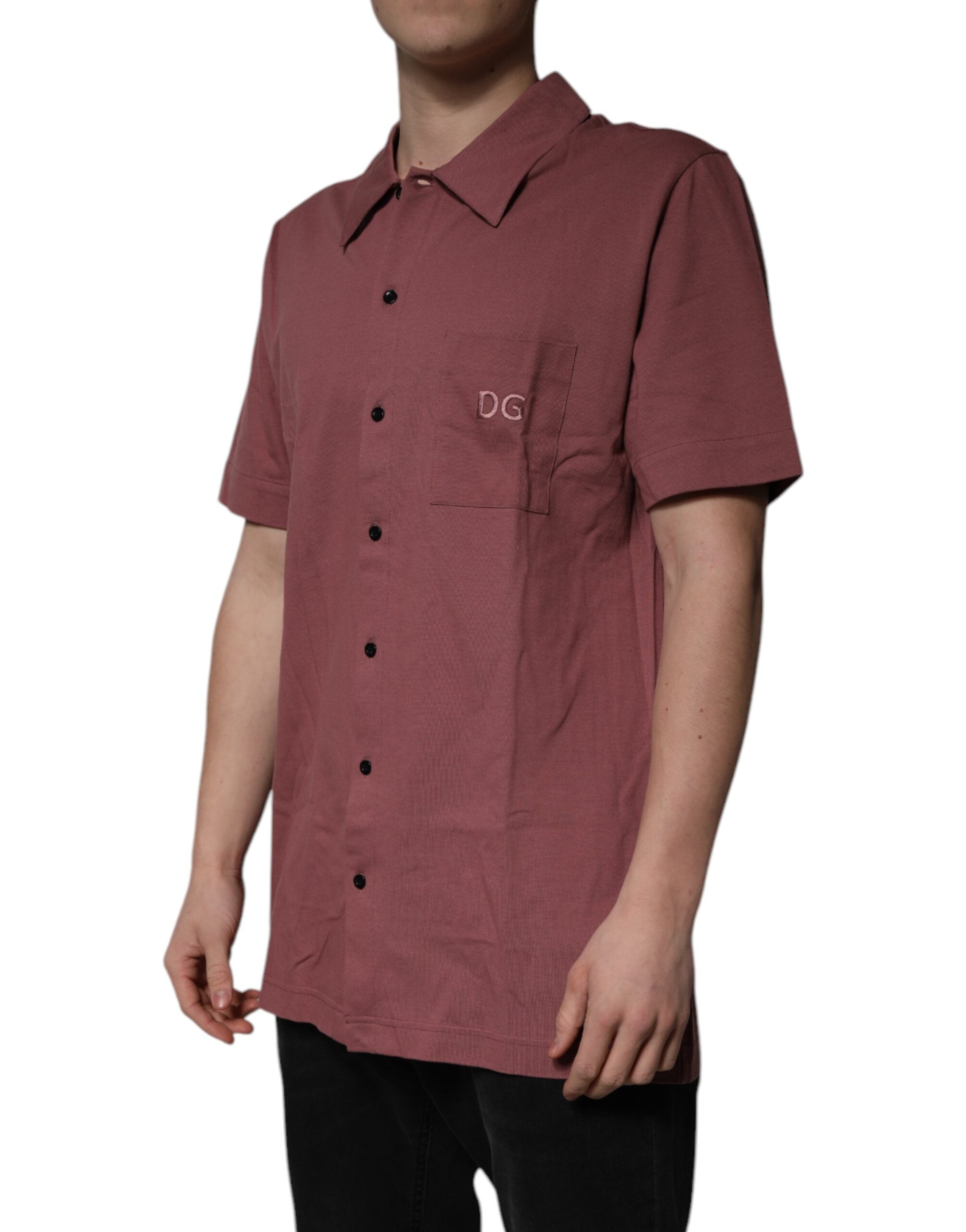 New Dolce & Gabbana Dark Pink Button Down Casual Polo Men Shirt