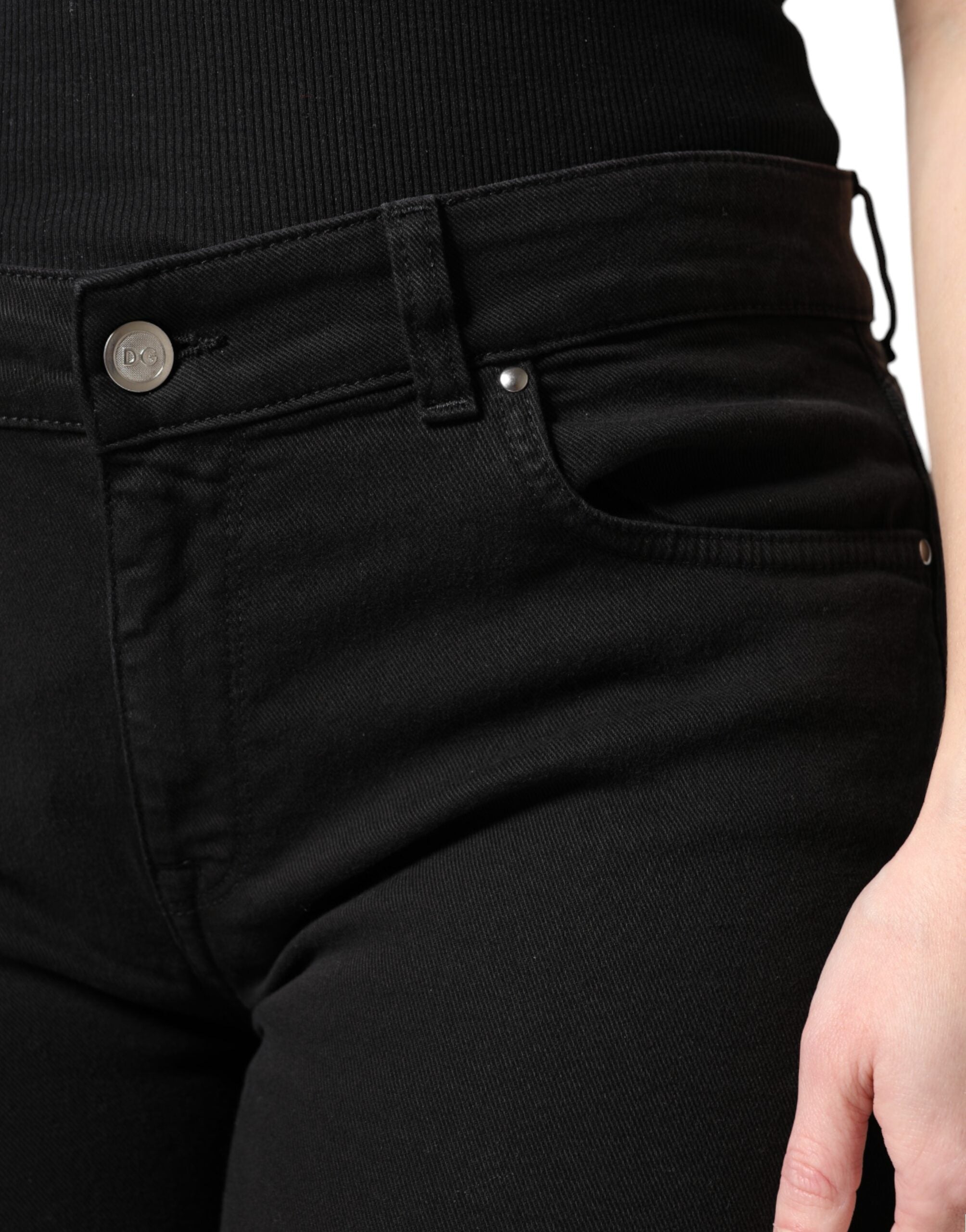 Pre-Owned Dolce & Gabbana Black Cotton Mid Waisted Skinny Denim Jeans