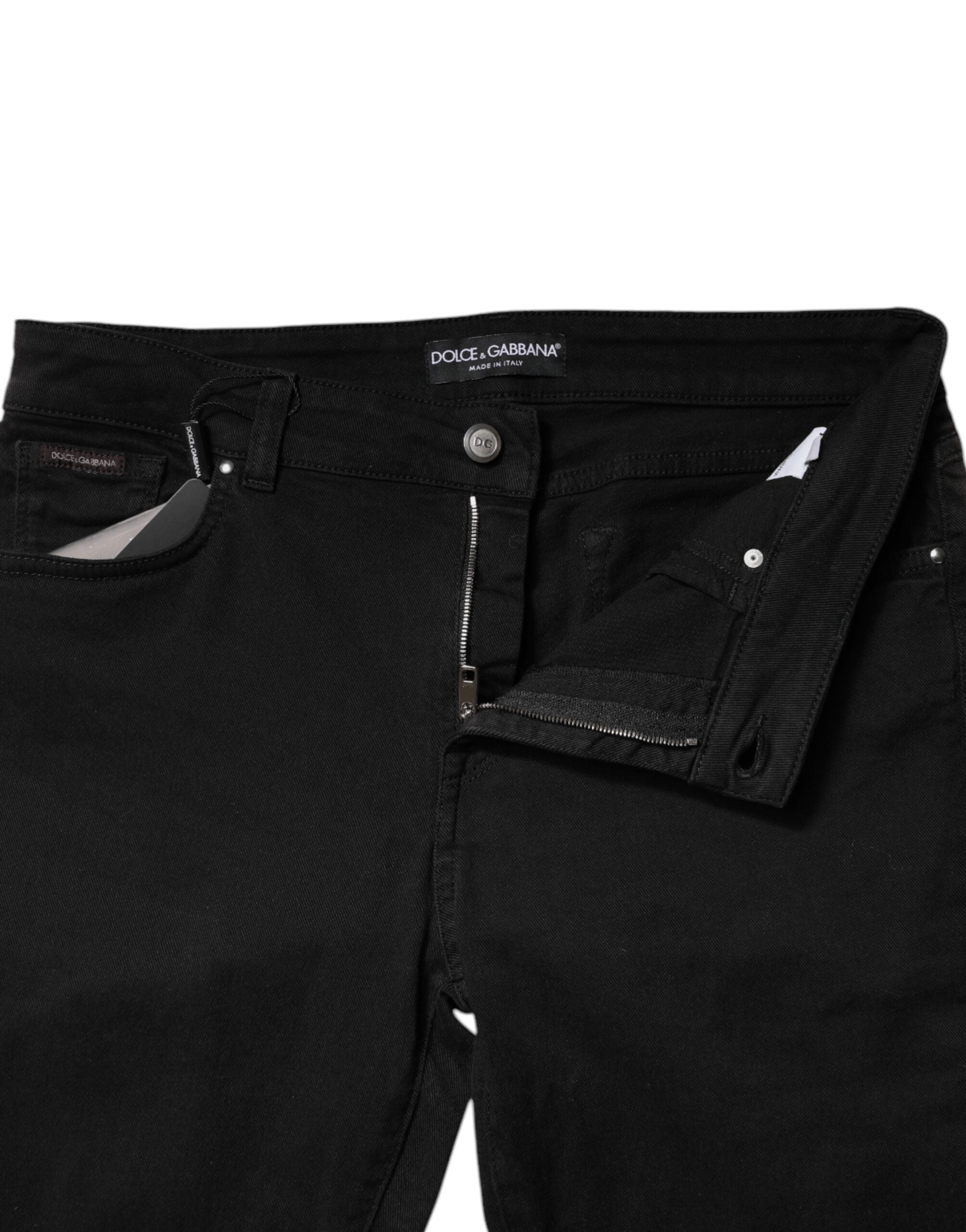 Pre-Owned Dolce & Gabbana Black Cotton Mid Waisted Skinny Denim Jeans