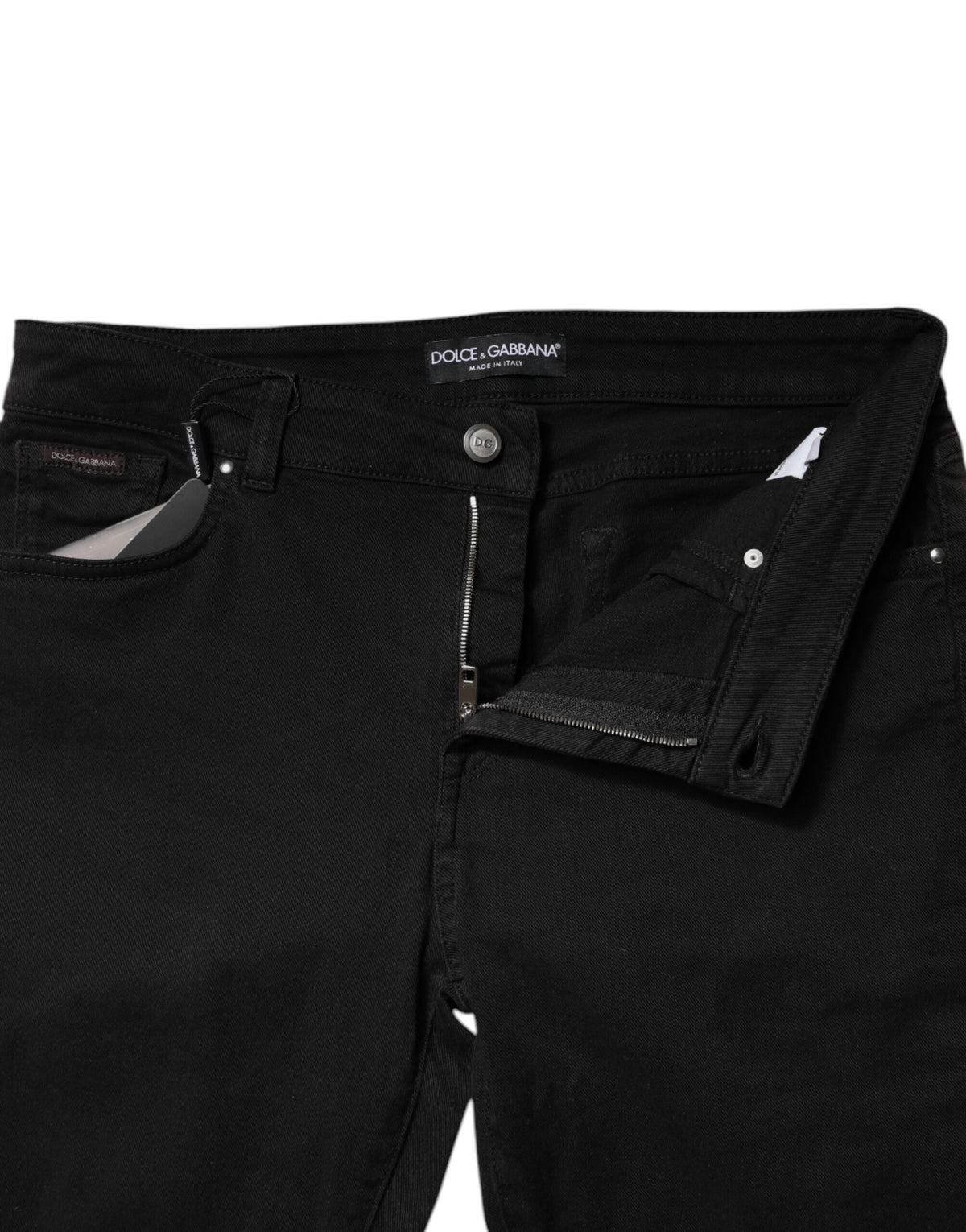 Pre-Owned Dolce & Gabbana Black Cotton Mid Waisted Skinny Denim Jeans Women's - Very Good