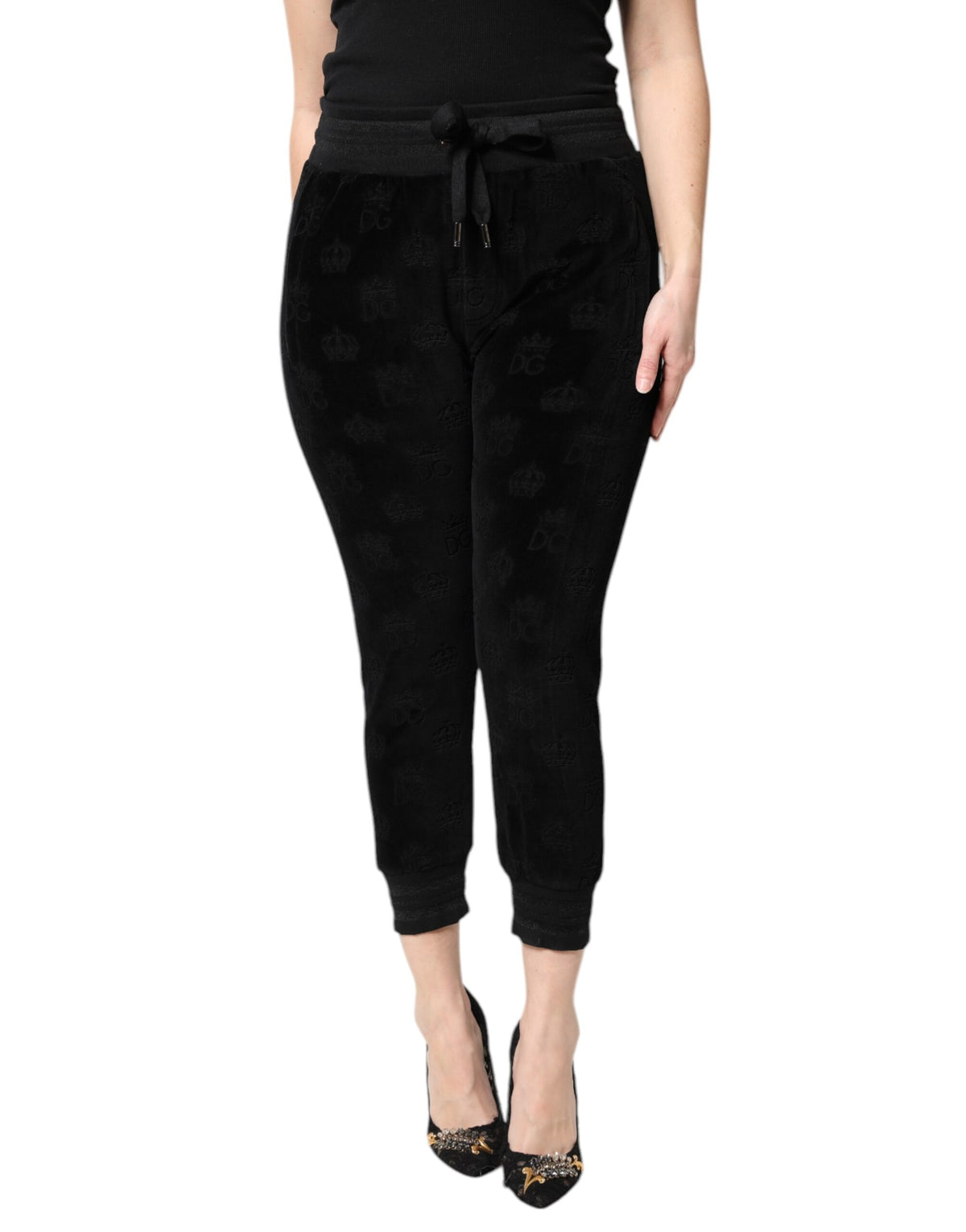 Dolce & Gabbana Black All-Over DG Logo Print Jogger Pants