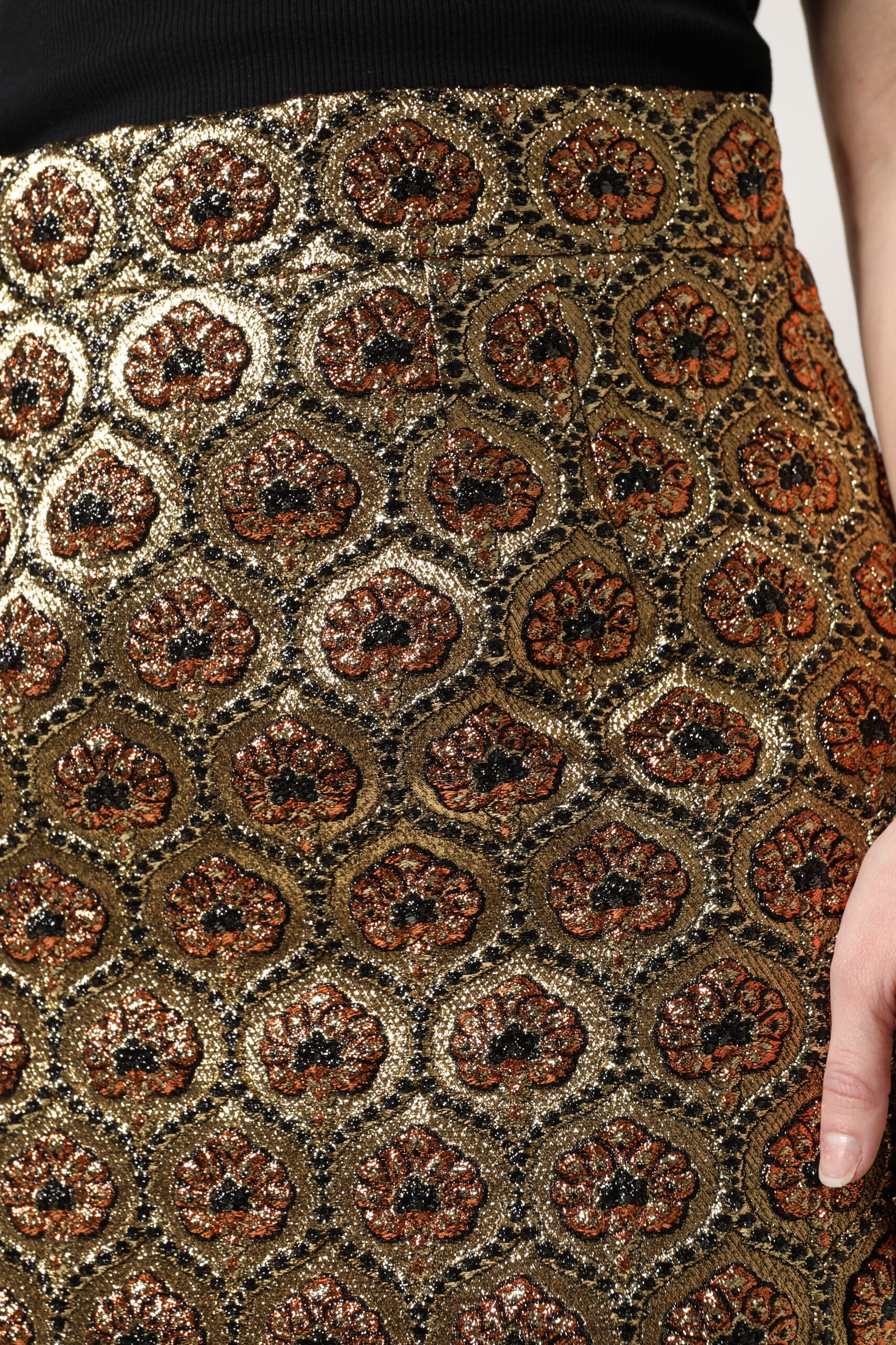 New Dolce & Gabbana Brown Brocade A-line Mini Skirt
