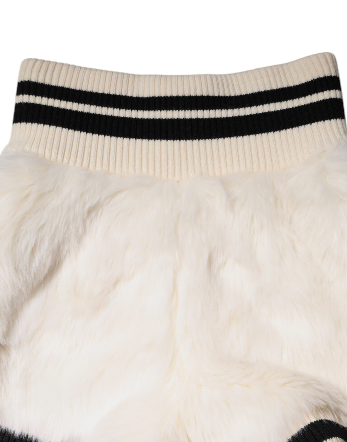 New Dolce & Gabbana White Faux Fur High Waisted Hot Pants Short