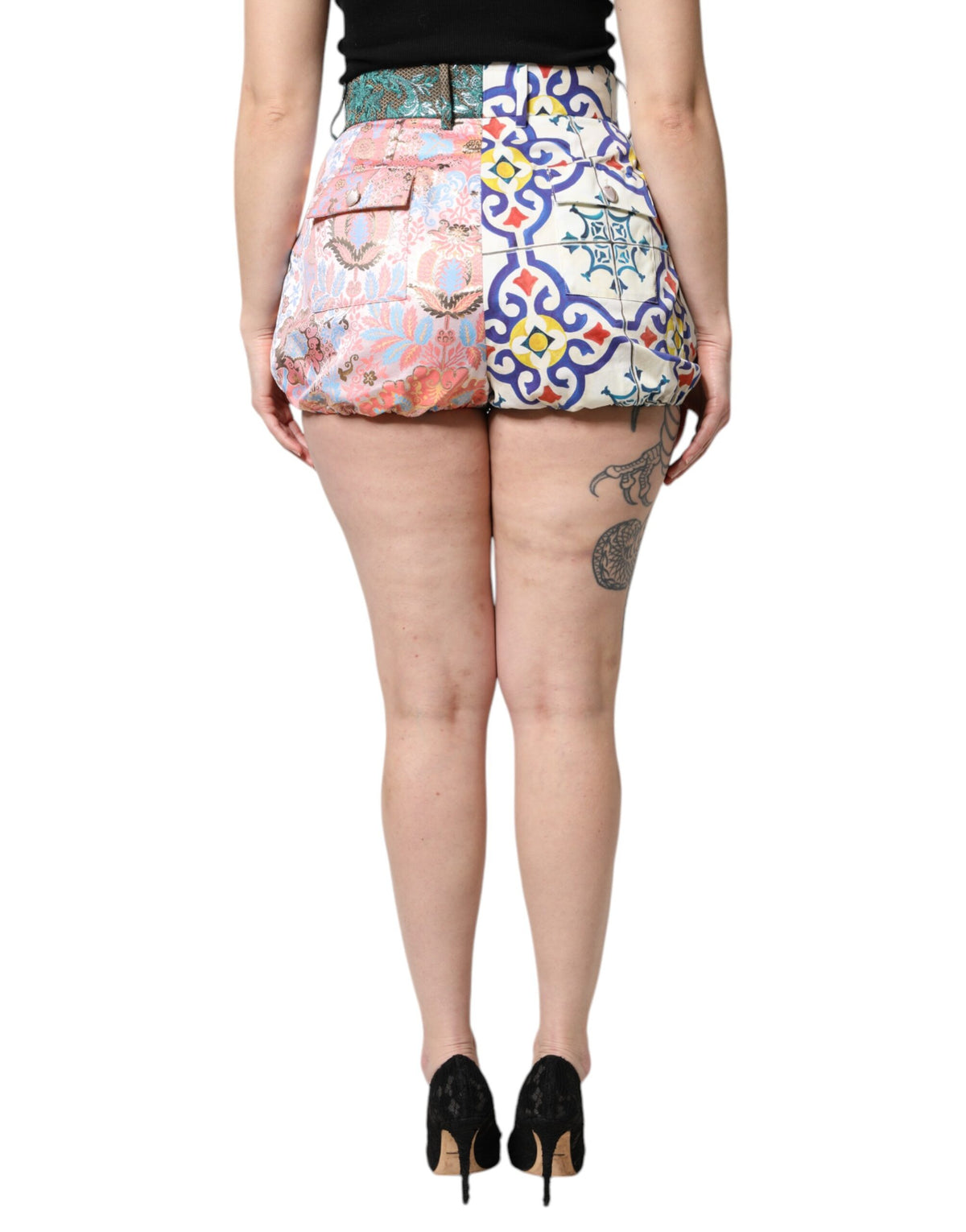 New Dolce & Gabbana Cotton Patchwork Hot Pants Shorts
