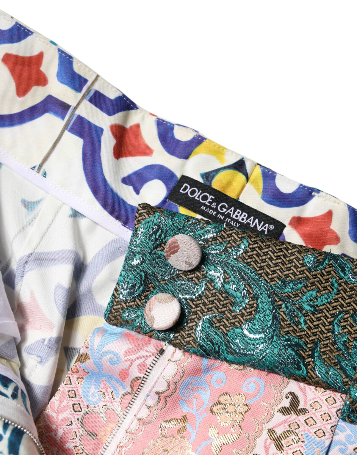 New Dolce & Gabbana Cotton Patchwork Hot Pants Shorts